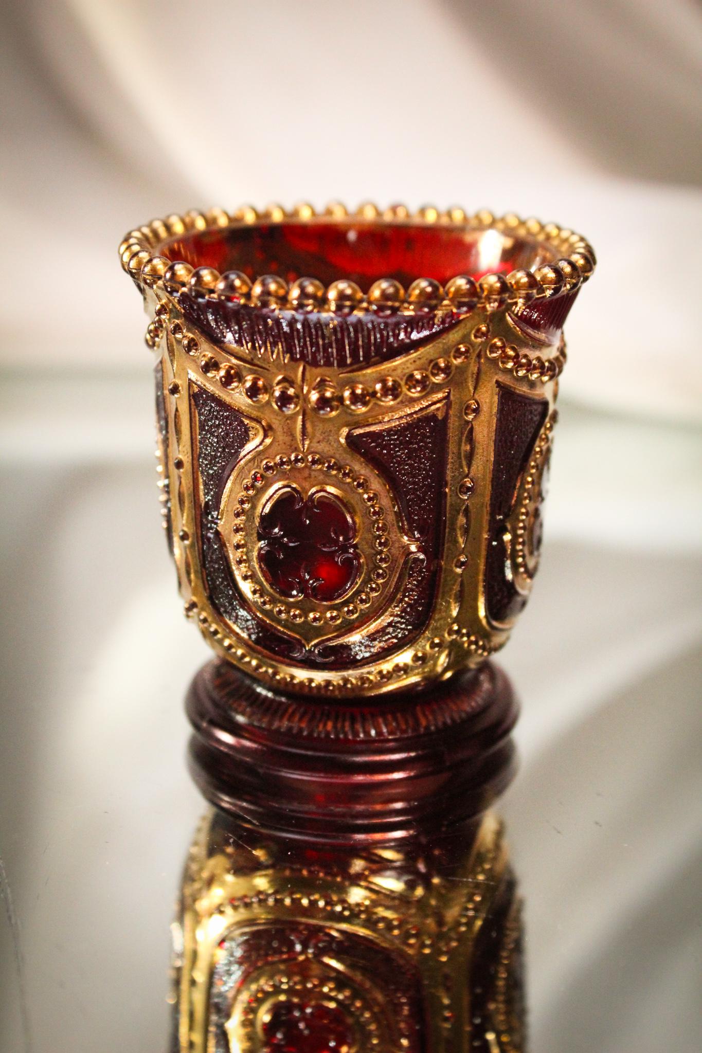 Heisey Ruby Stained Locket on Chain Victorian Toothpick Holder (1 of 4)