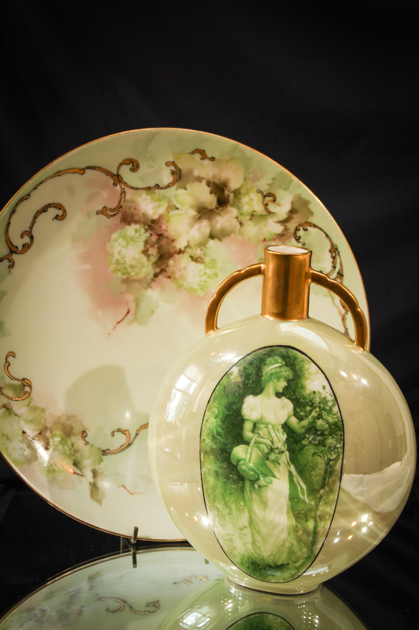 Haviland Hand Painted Pillow vase & Limoges Charger (1 of 5)