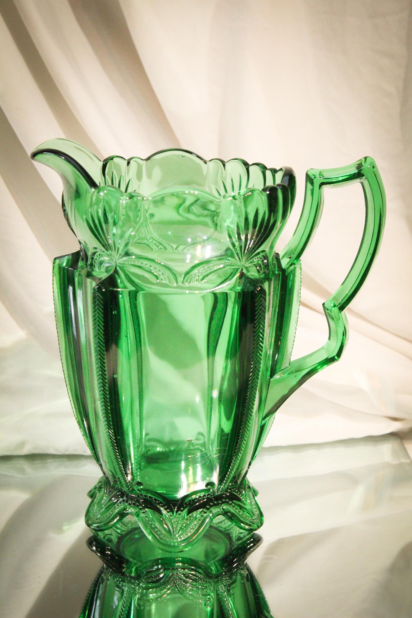 Greentown Herringbone Buttress Victorian Pitcher (1 of 5)