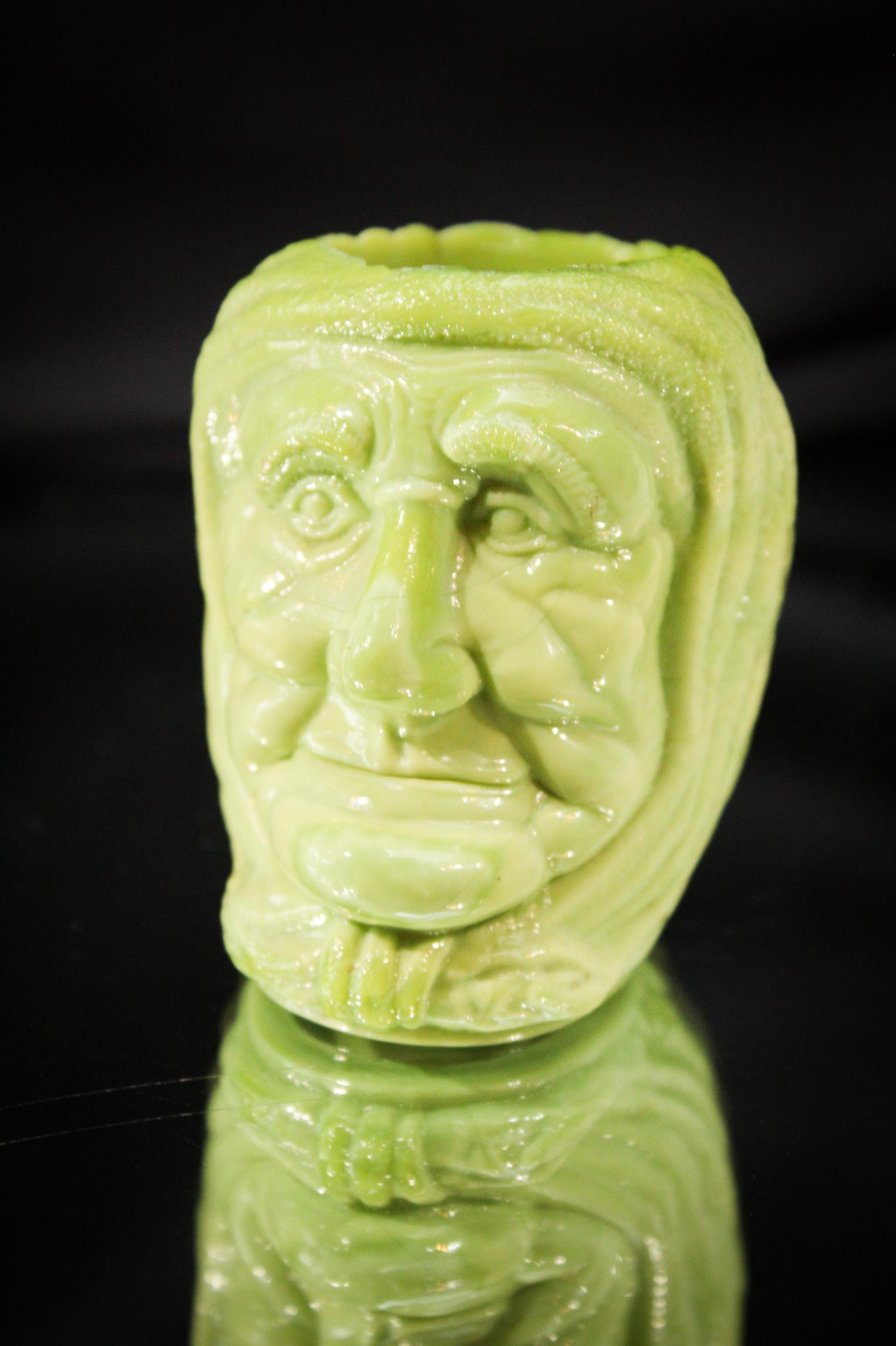 Greentown Nile Green Witch Head Victorian Toothpick Holder (1 of 5)