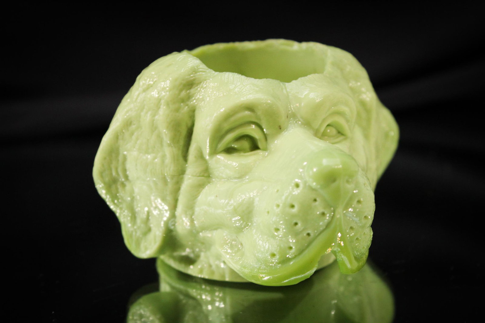 Greentown Nile Green Dog Head Victorian Toothpick Holder (1 of 4)