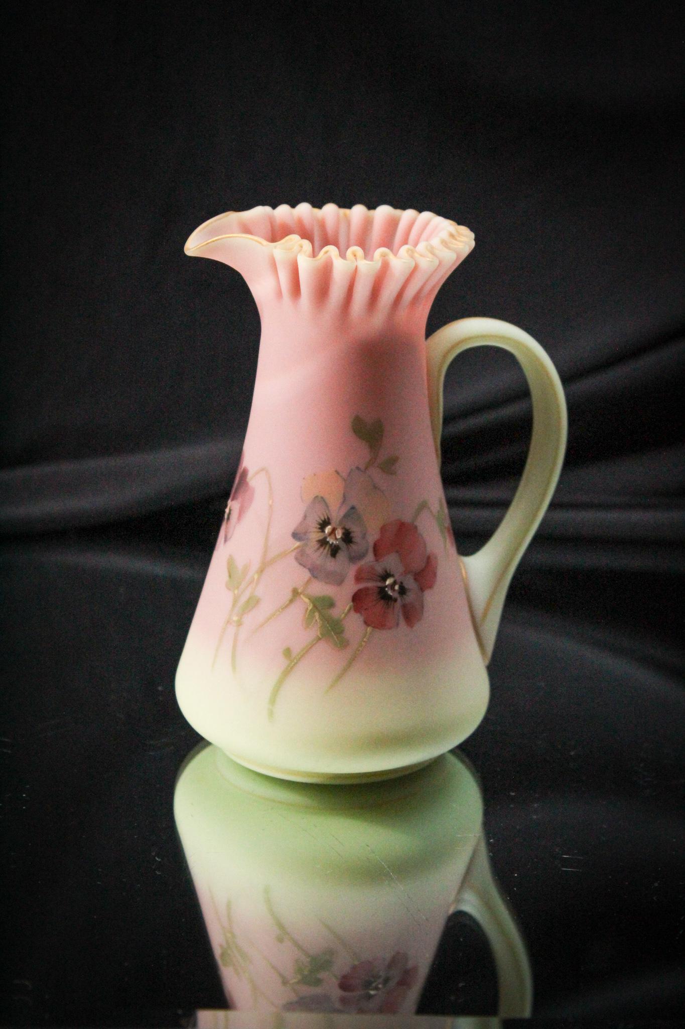 Mt Washington Burmese Pansy Victorian Glass Creamer (1 of 6)