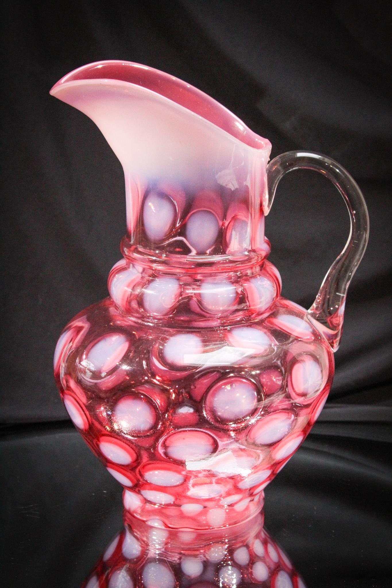 Rare Cranberry Opalescent Coinspot water Pitcher (1 of 5)