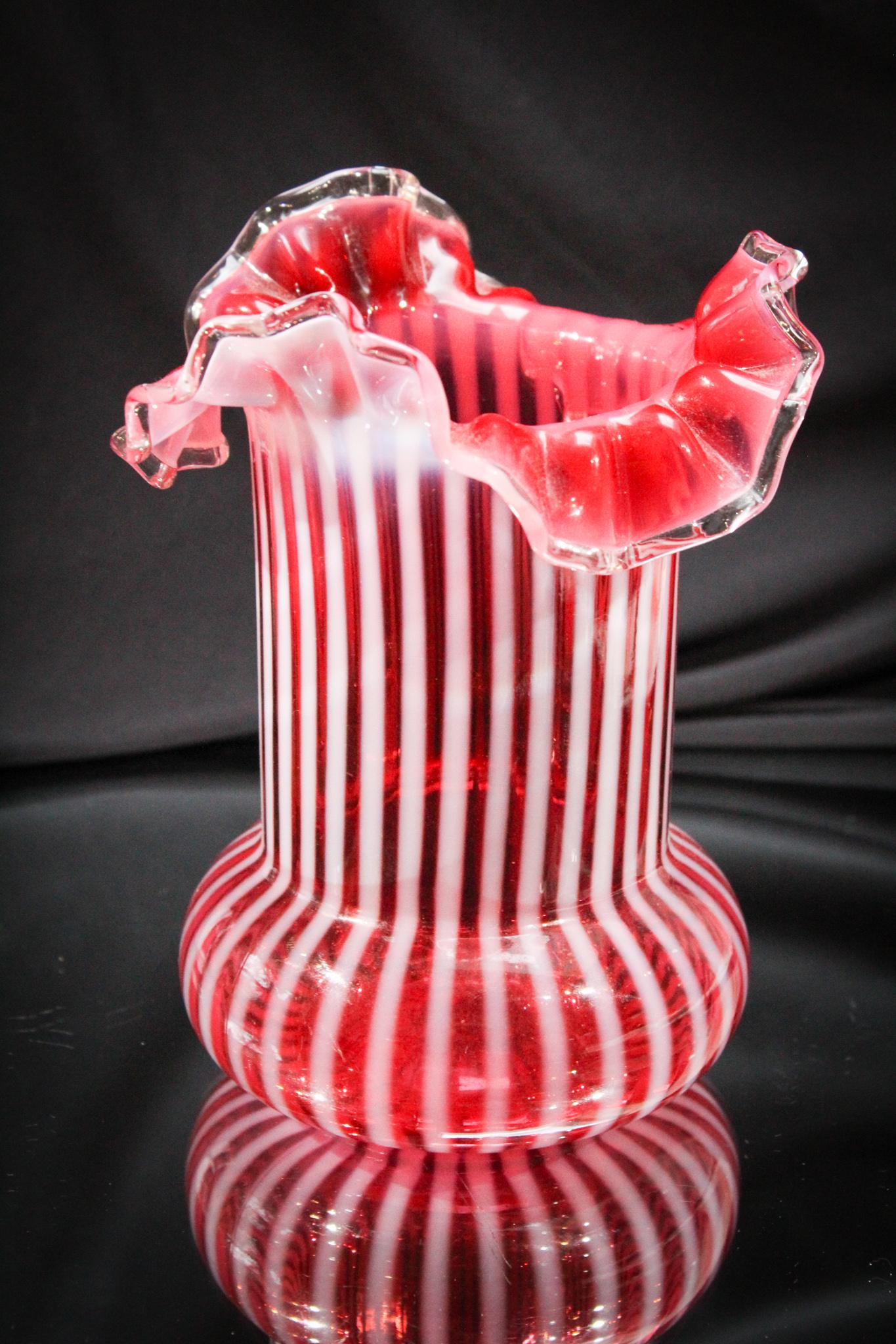 Cranberry Opalescent Stripe Celery vase (1 of 4)