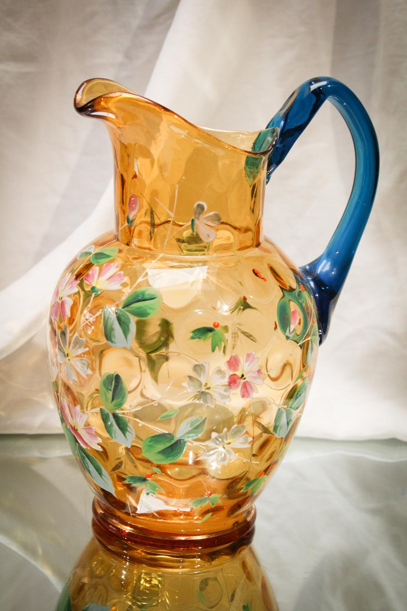 Victorian Amber Enameled Water Pitcher (1 of 5)