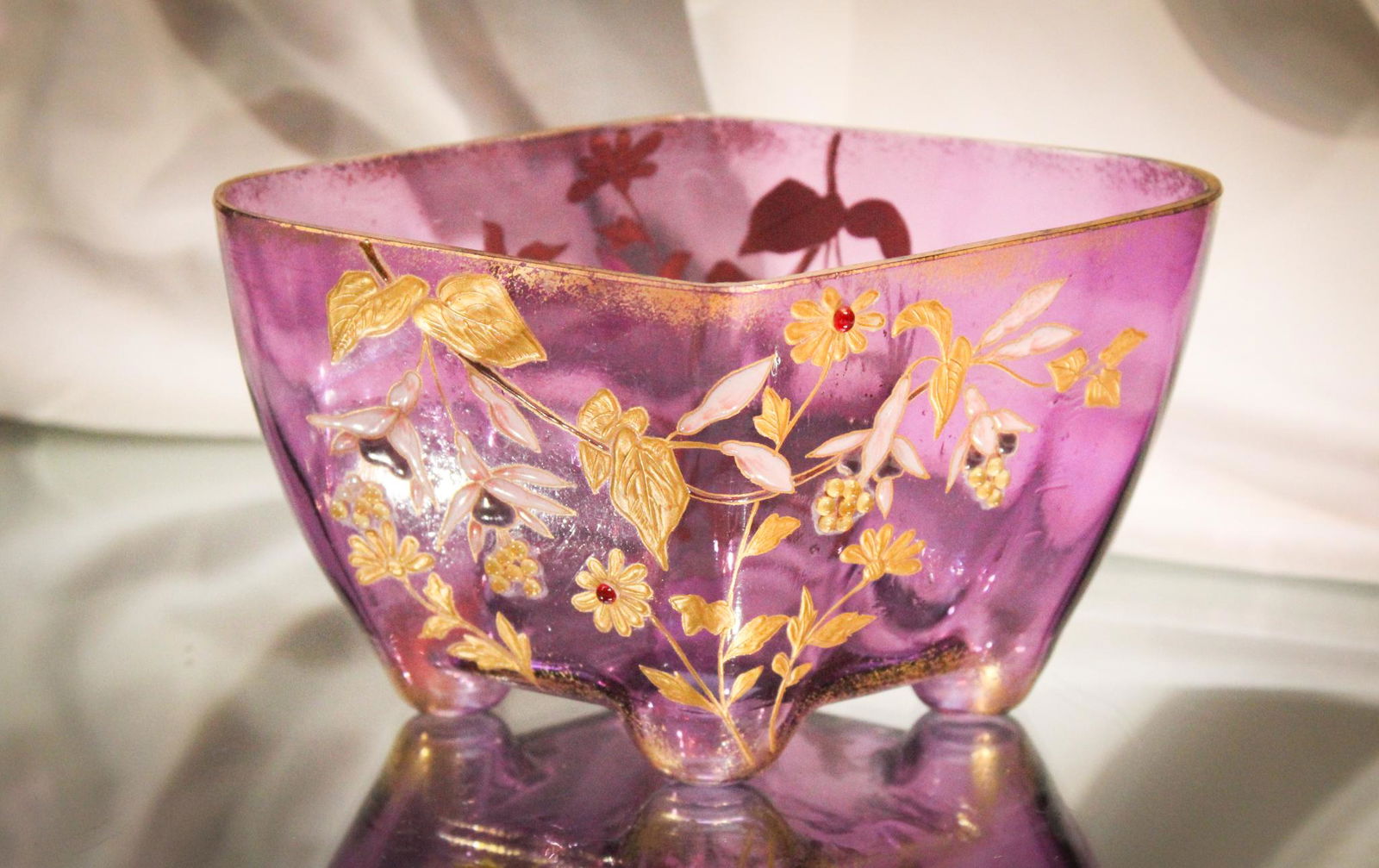 Legras Mt. Joye Amythest Enameled Victorian Cabinet Vase (1 of 4)