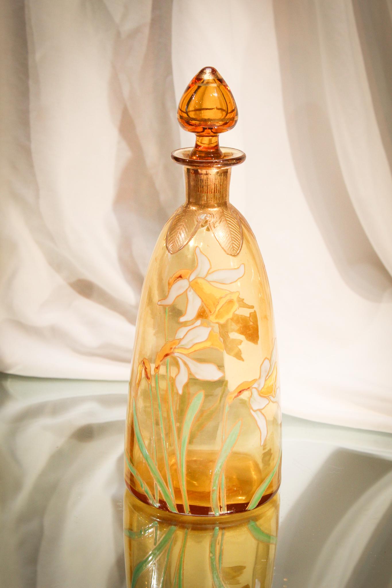 Legras Mt. Joye Daffodil Enameled Victorian Glass Perfume Cologne Bottle (1 of 6)