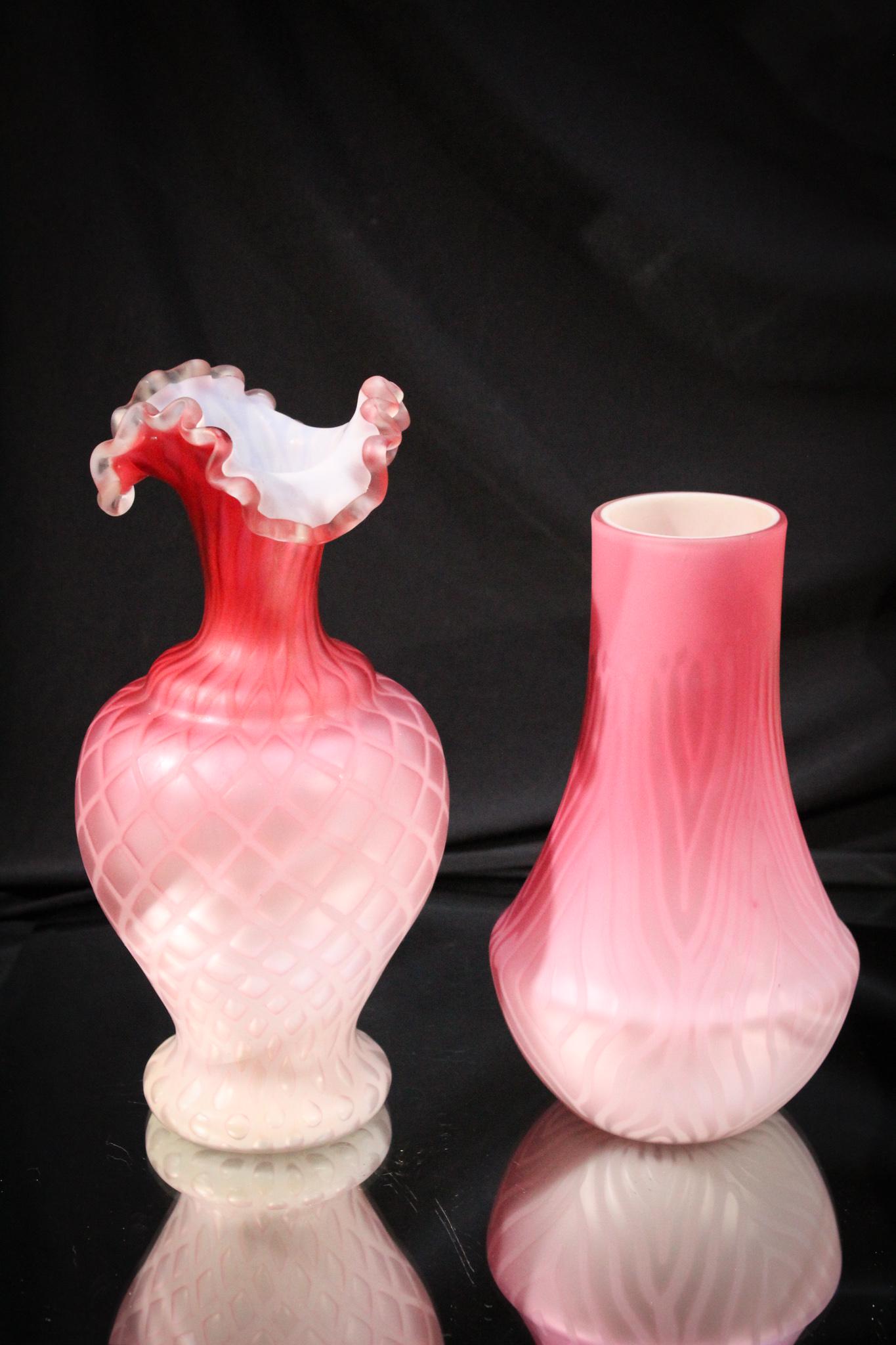 2 pc Lot Victorian Mother of Pearl Satin Glass (1 of 6)