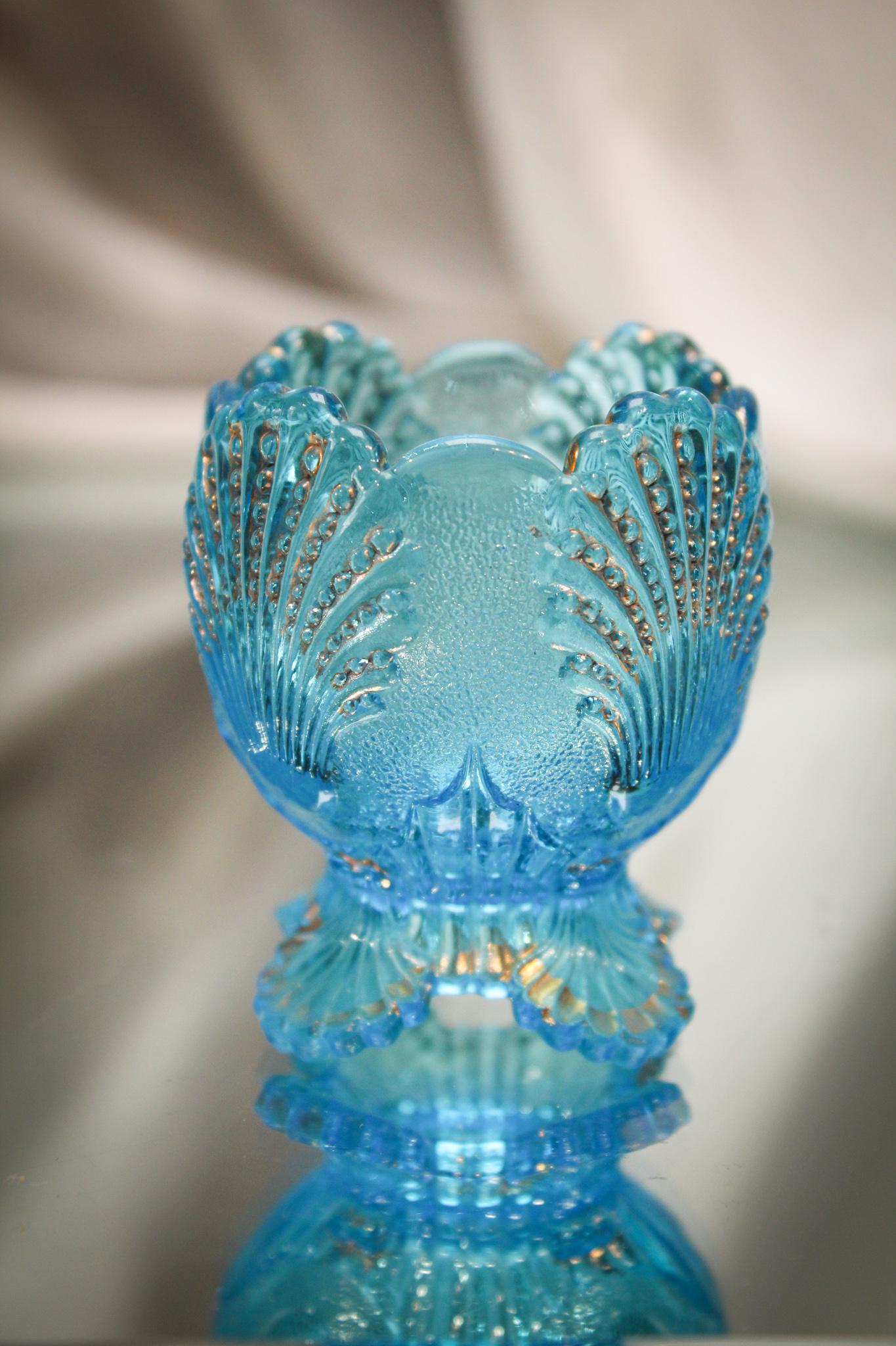 Scarce Northwood Blue & Gold Shell Victorian Toothpick Holder (1 of 3)