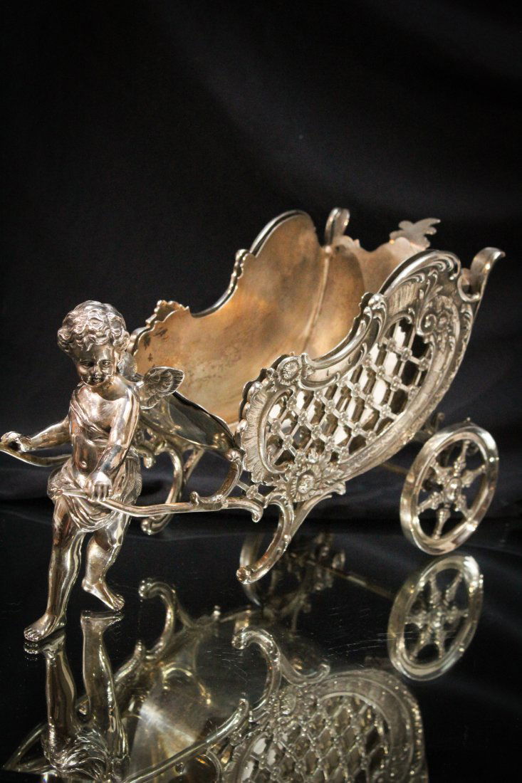 Victorian Cherub and Chariot Cart Silverplate Centerpiece (1 of 6)