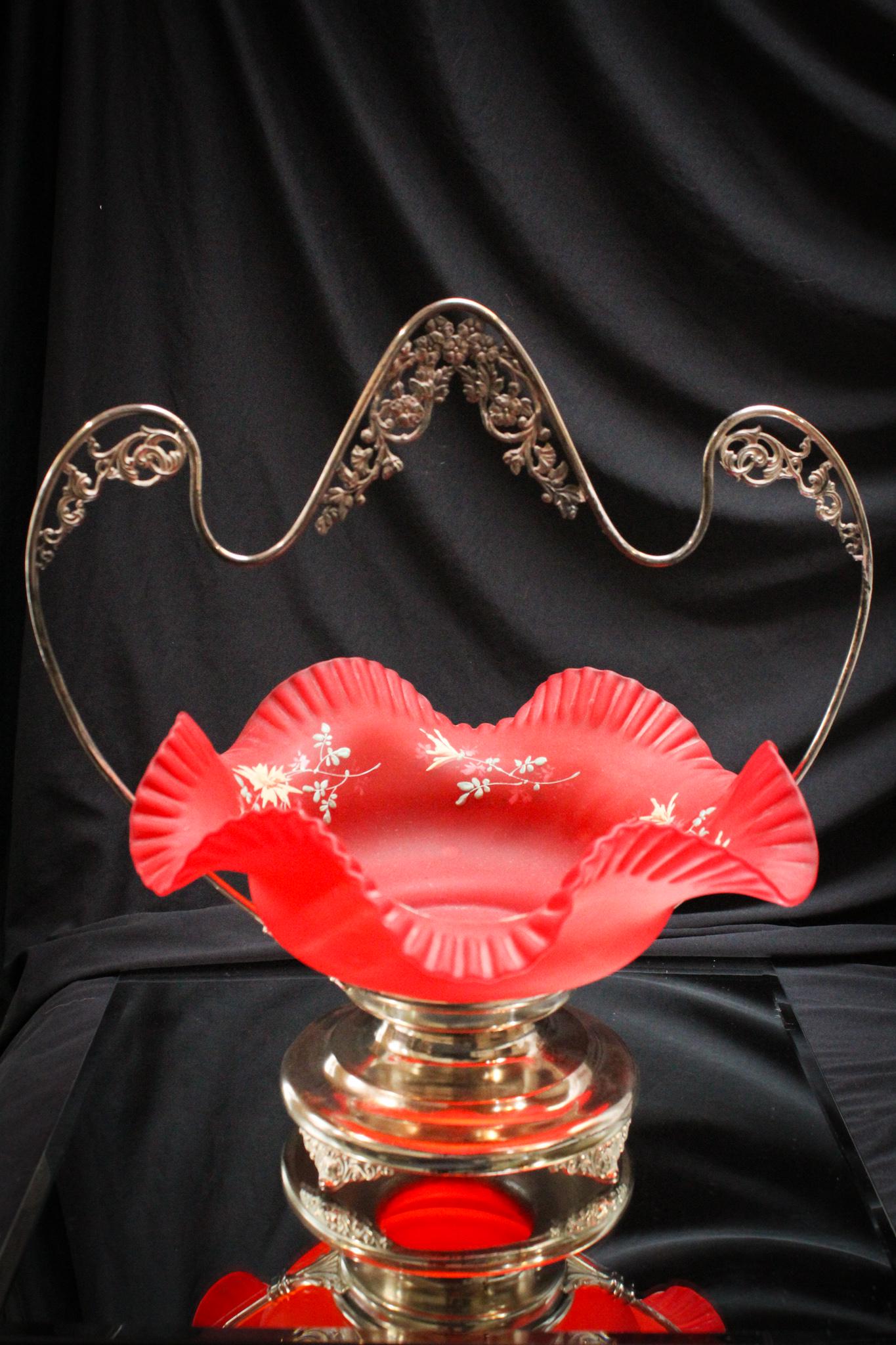 Victorian Consolidated Pigeon Blood Brides Bowl basket (1 of 9)