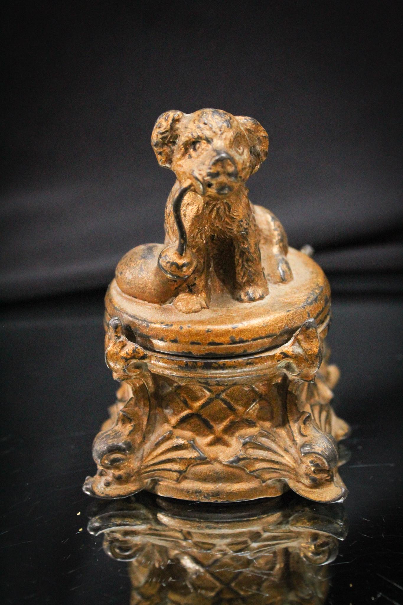 Victorian Antique Dog with Pipe Inkwell (1 of 5)