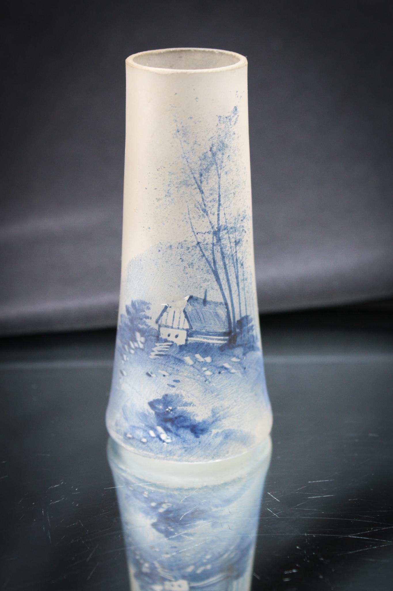 Art Nouveau LeGras Enameled Glass Scenic 3" Cabinet vase (1 of 4)