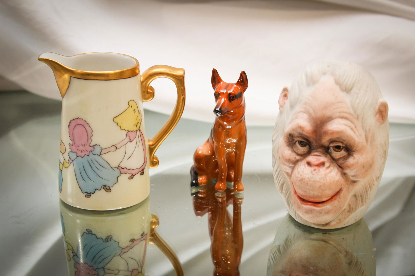 3 pc Lot Bisque Porcelain Monkey Doulton & Bayreuth (1 of 7)