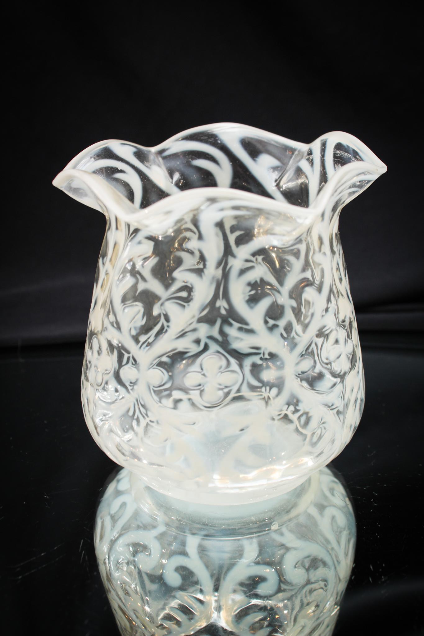 Northwood Crystal Opalescent Spanish Lace Victorian Spooner (1 of 4)