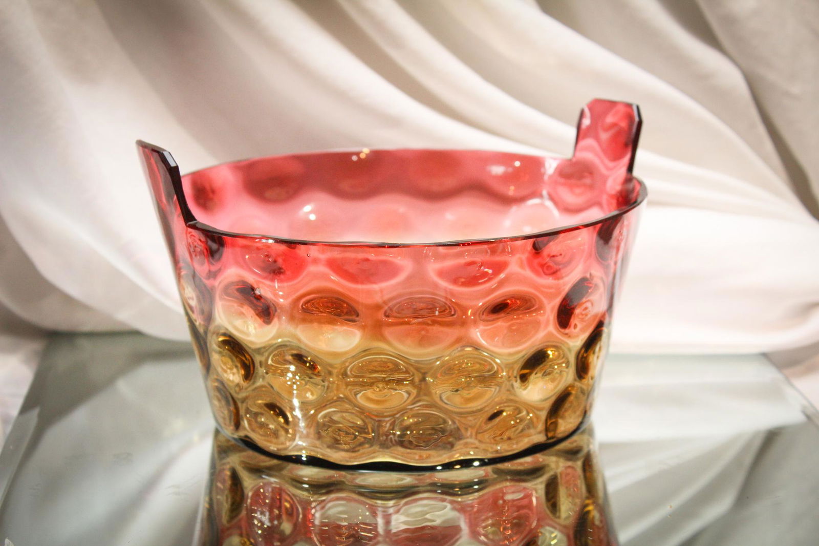 Rare Victorian Amberina Glass Large Ice Tub (1 of 3)