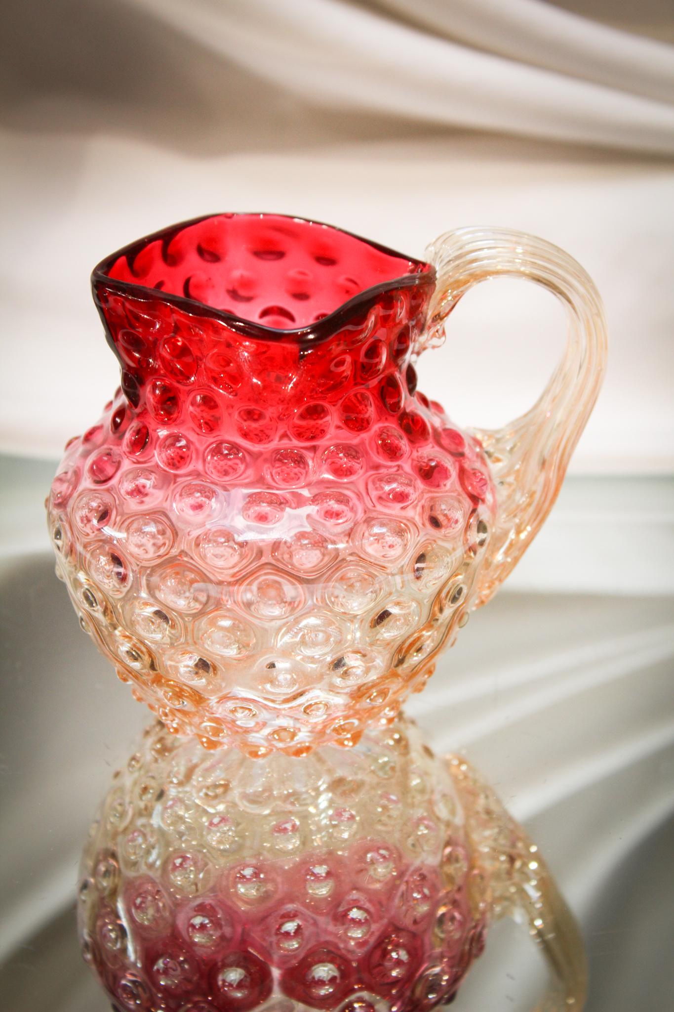 Phoenix Irridized Amberina Hobnail Cream Pitcher (1 of 4)