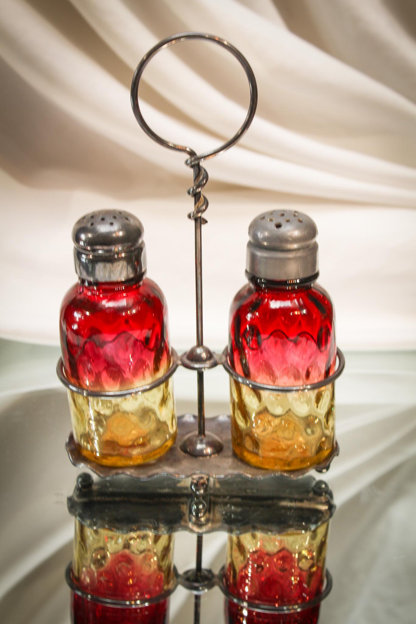 Mt. Washington Pairpoint Amberina Victorian Glass Shaker Castor Set (1 of 5)