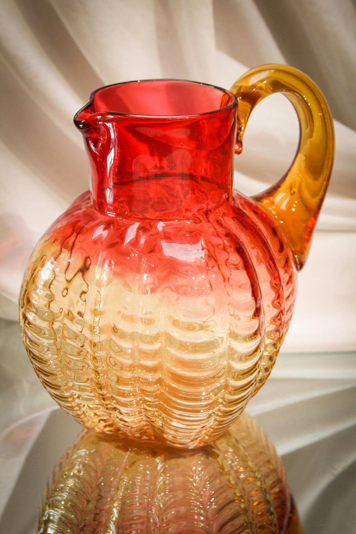 Phoenix Victorian Amberina Lobed Pitcher (1 of 4)