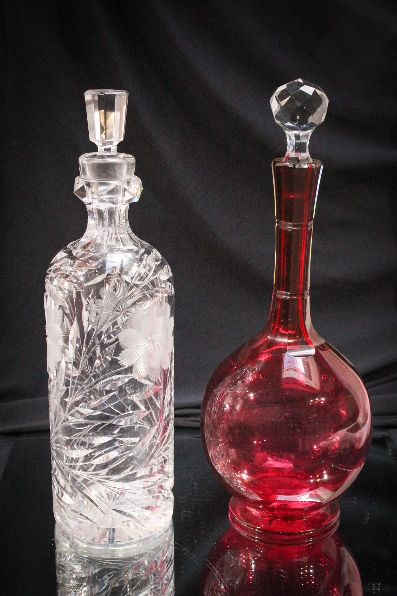 2 pc Lot Art Glass Decanters (1 of 6)