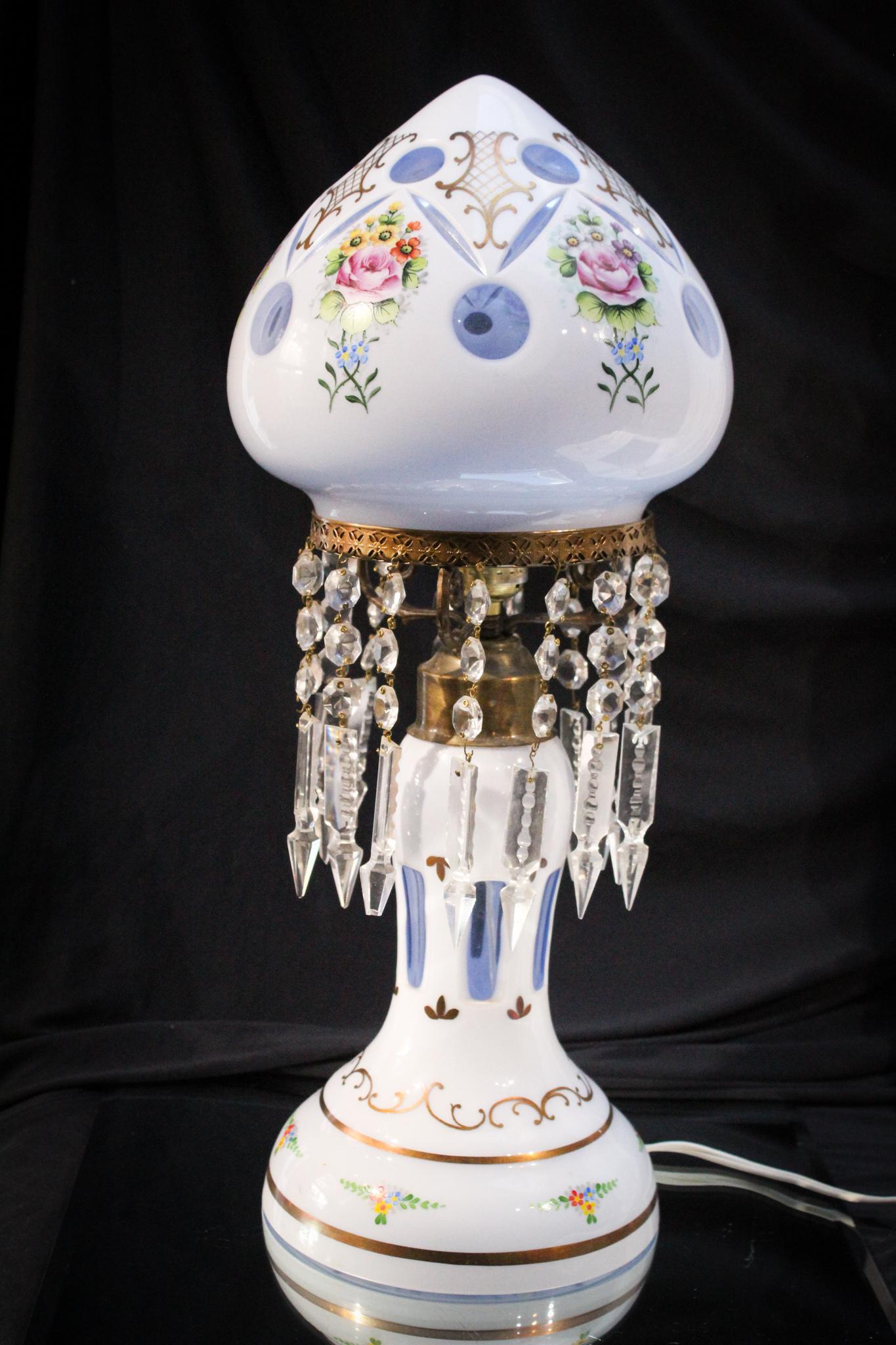 Bohemian Enameled Cut Overlay Table Lamp (1 of 8)