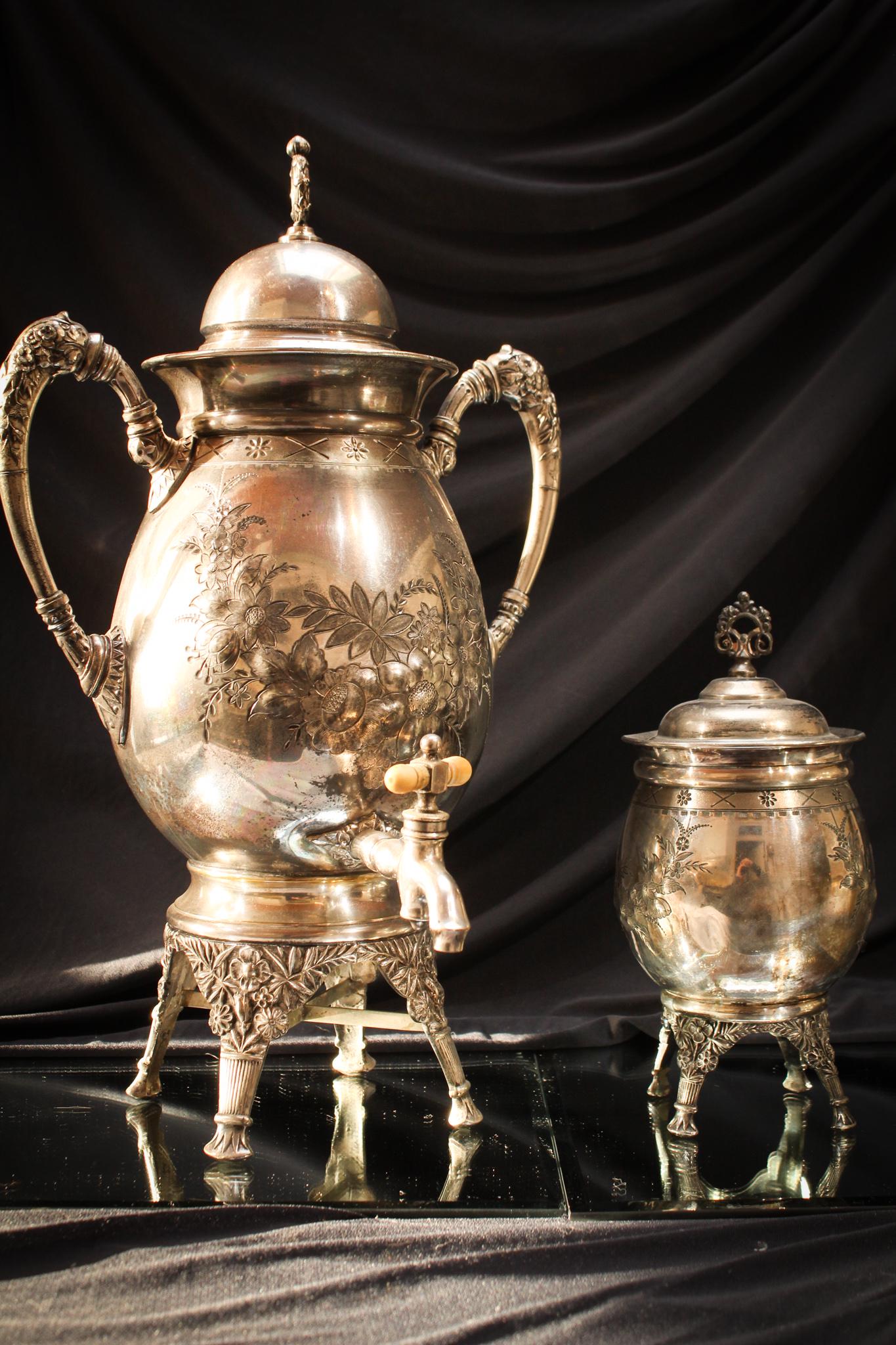 Victorian New Haven Silverplate Coffe Server & Sugar (1 of 11)