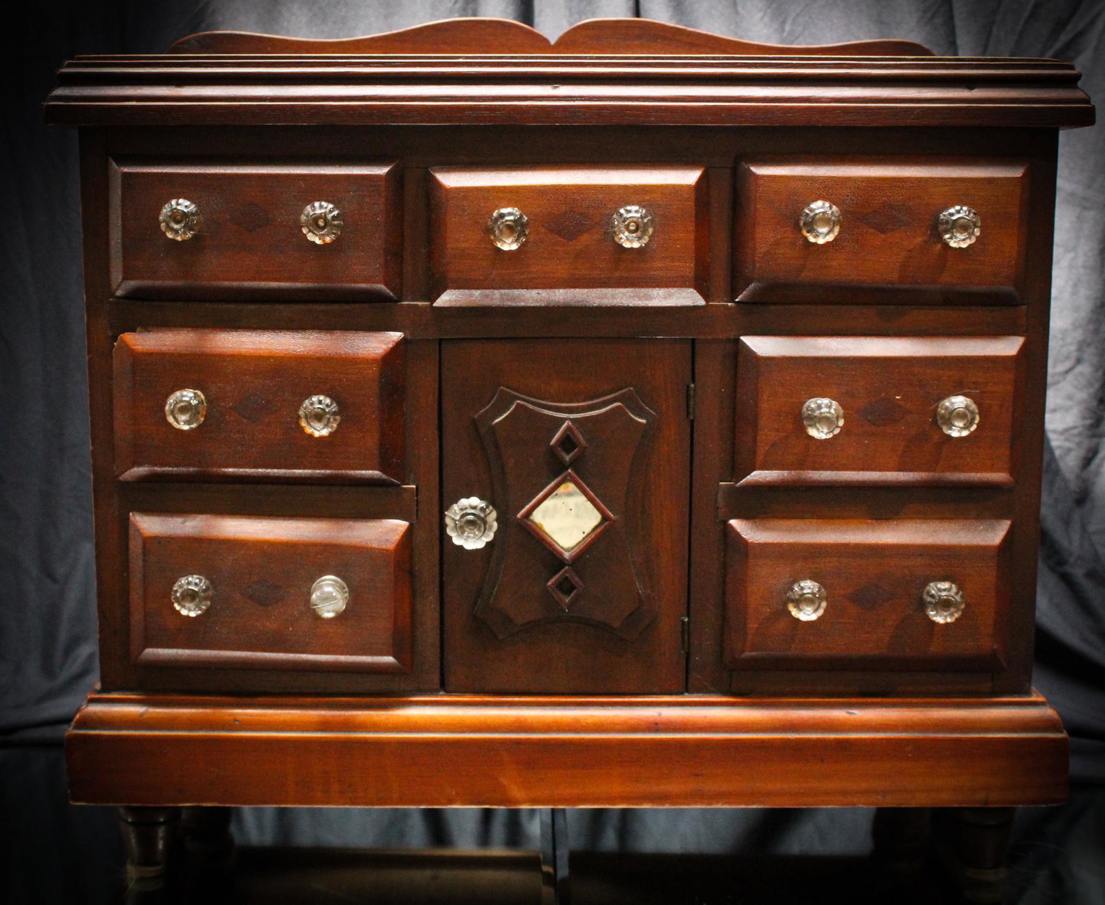 Magnificent Victorian Walnut & Pine Child's Server Buffet: Folks take a look at this piece. A child's server or buffet comprised of walnut and pine, this piece exhibits original finish and all original harware and mirror less one replaced drawer pull. Piece m