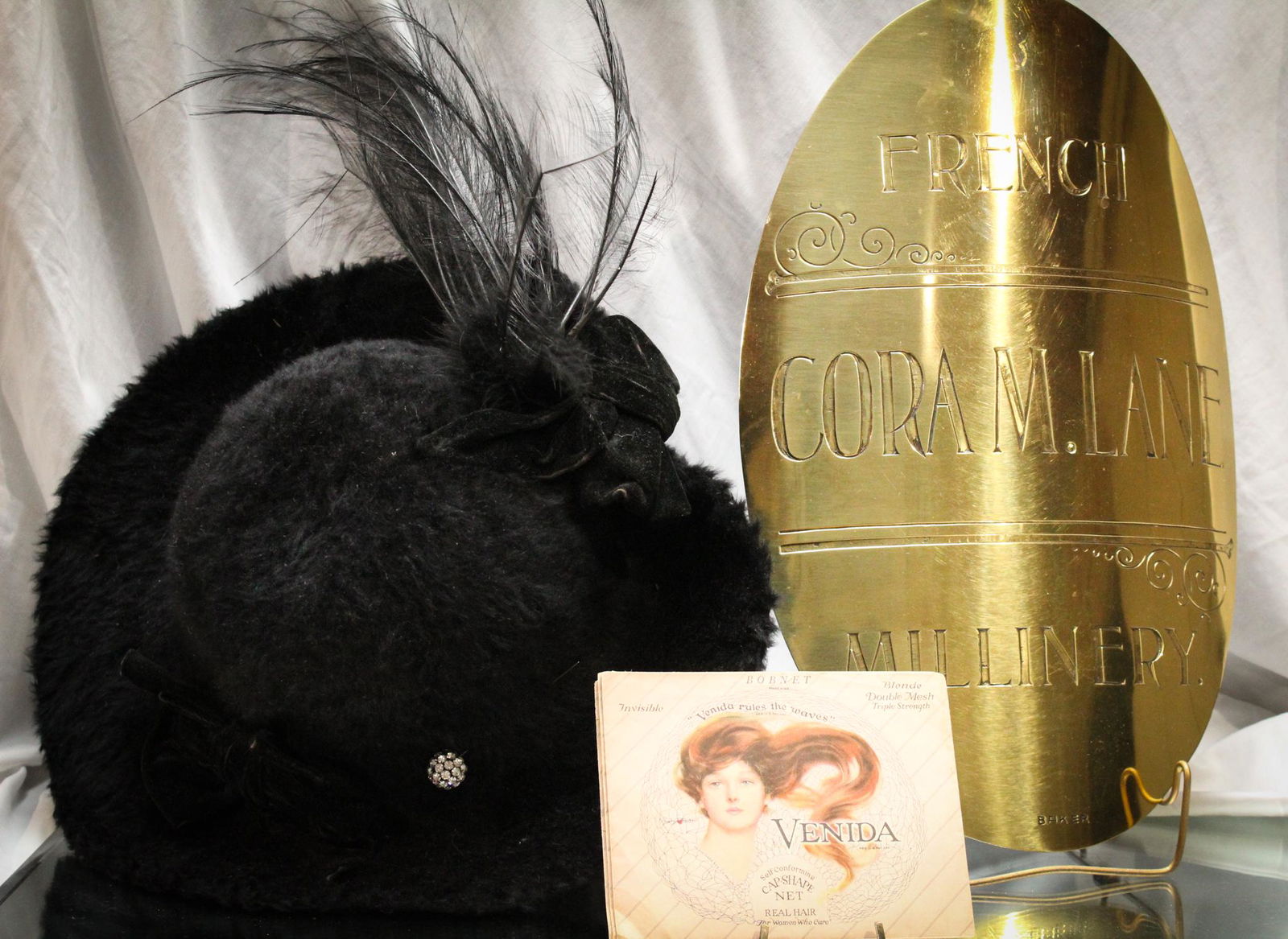 Cora M. Lane Brass Victorian Millinery Trade Sign & More (1 of 20)