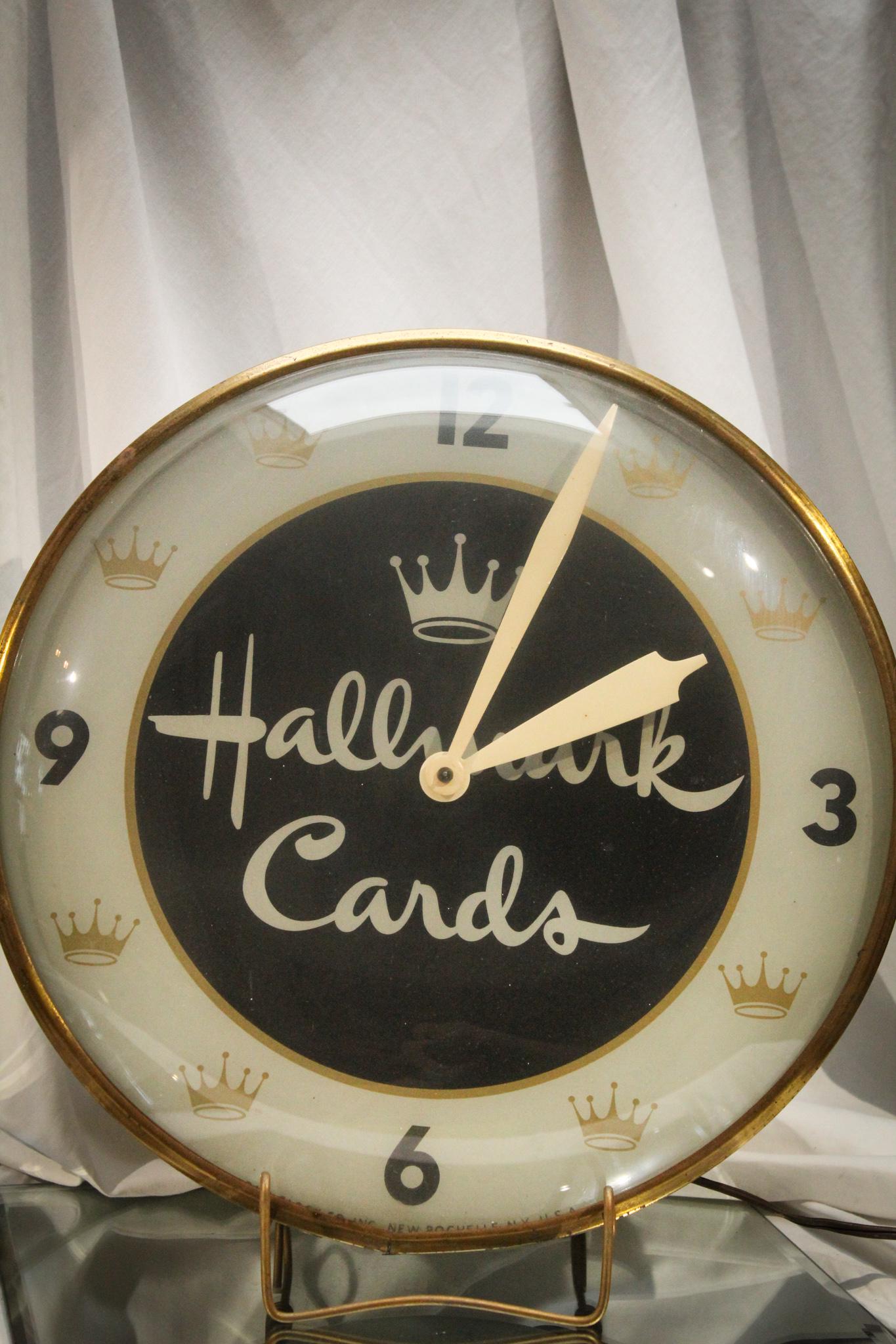 Pam Clock Co. Hallmark Store Advertising Clock: These are always a good find and seldom surface. Nice old Hallmark store advertising clock made by the Pam Clock Co. Measures 15".