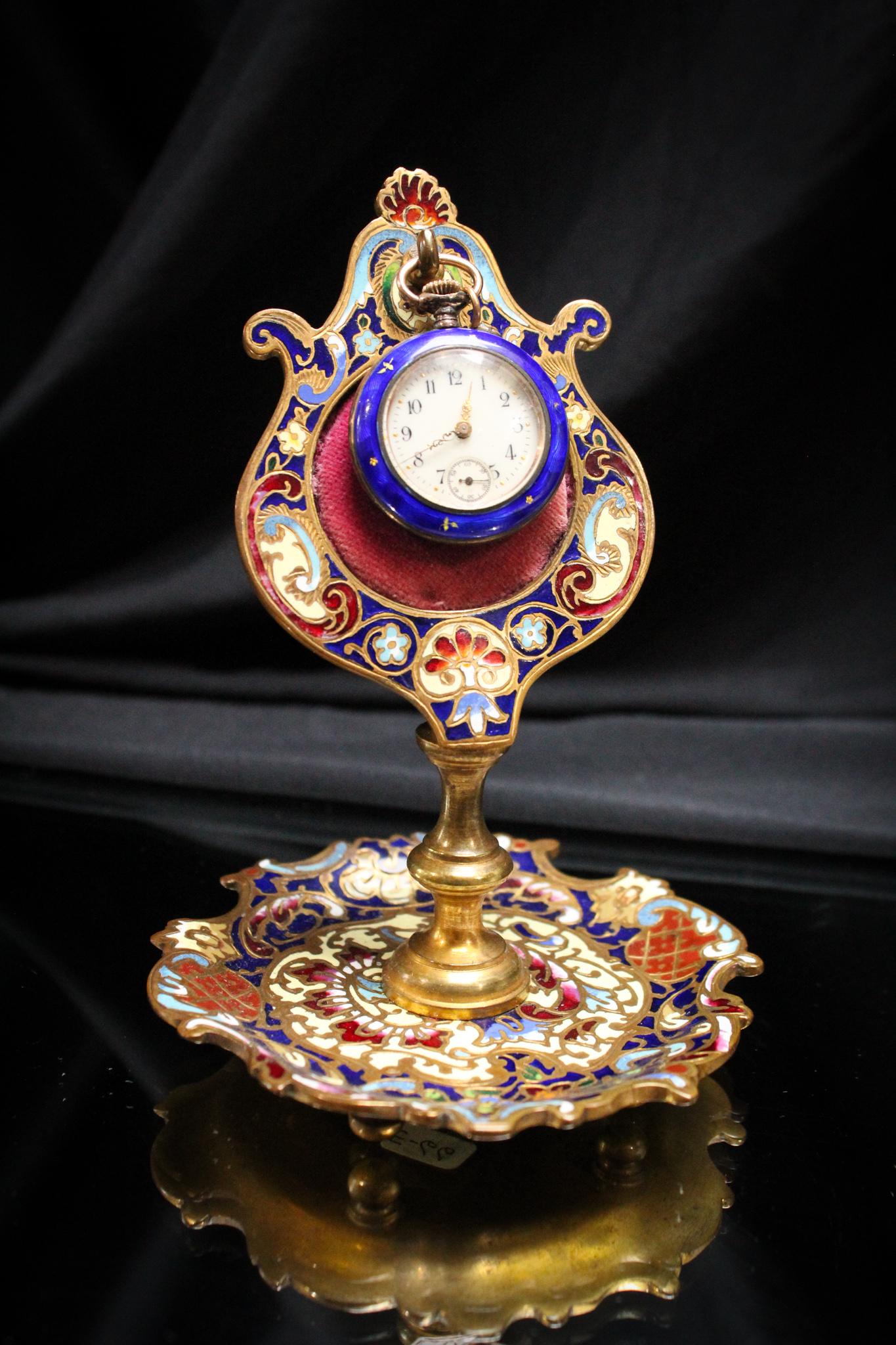 Guilloche Enamel Argent Dore Swiss Pendant Watch (1 of 11)