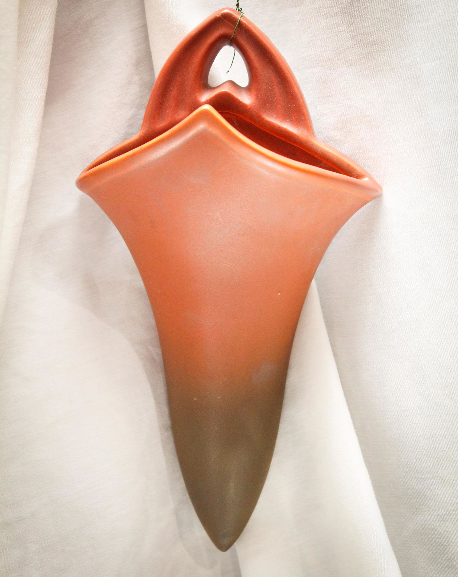 Roseville Pottery Rosecraft Wall Pocket: Another? You guessed it! And this one, WOWZA. Yep, a Roseville pocket for the wall in the bold and the beautiful rosecraft pattern. Show your guests you have arrived by adding this to you white walls.