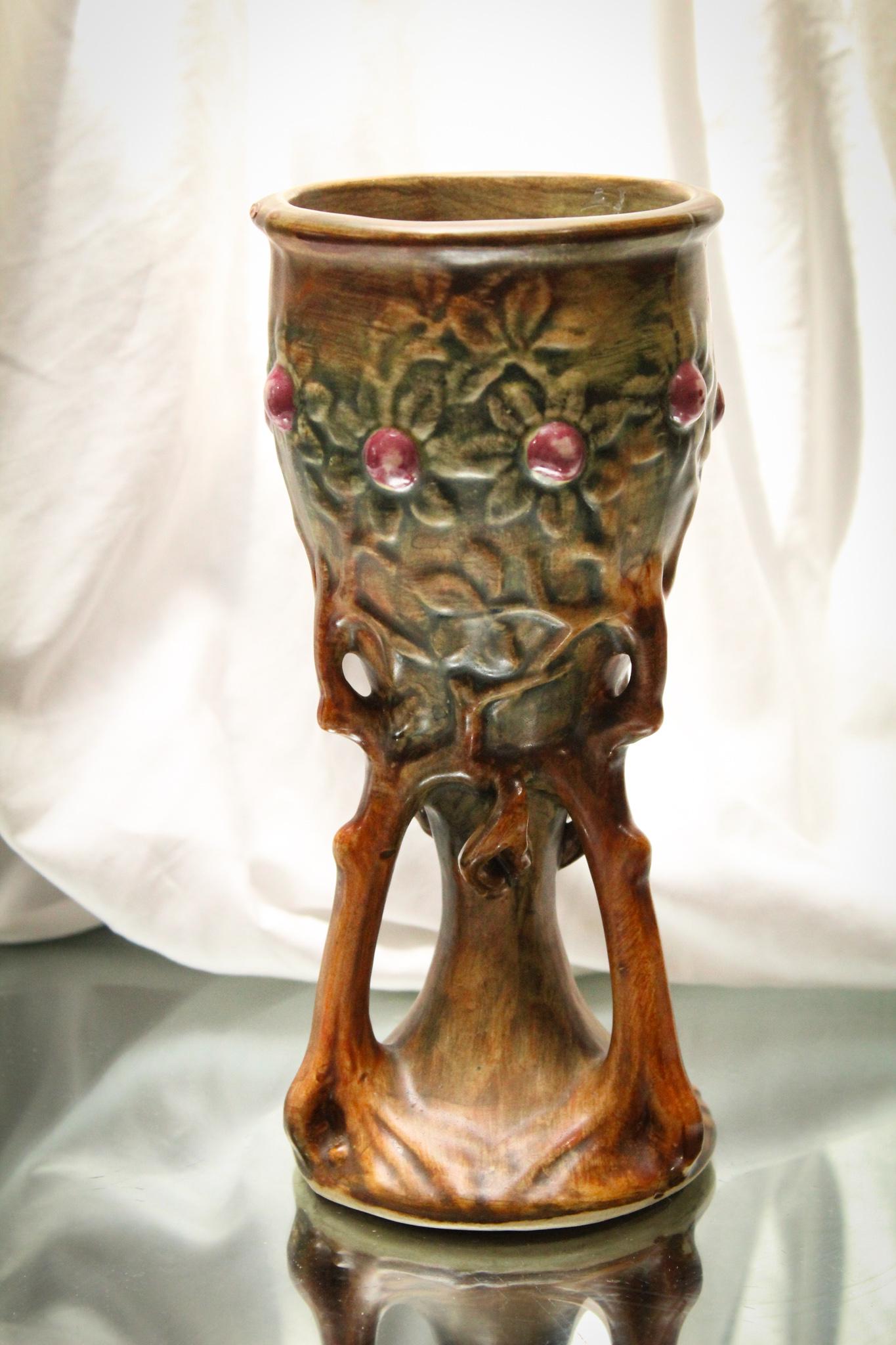 Weller Pottery Woodcraft Chalice Vase: Weller pottery Woodcraft Chalice vase. Measures 9" tall.