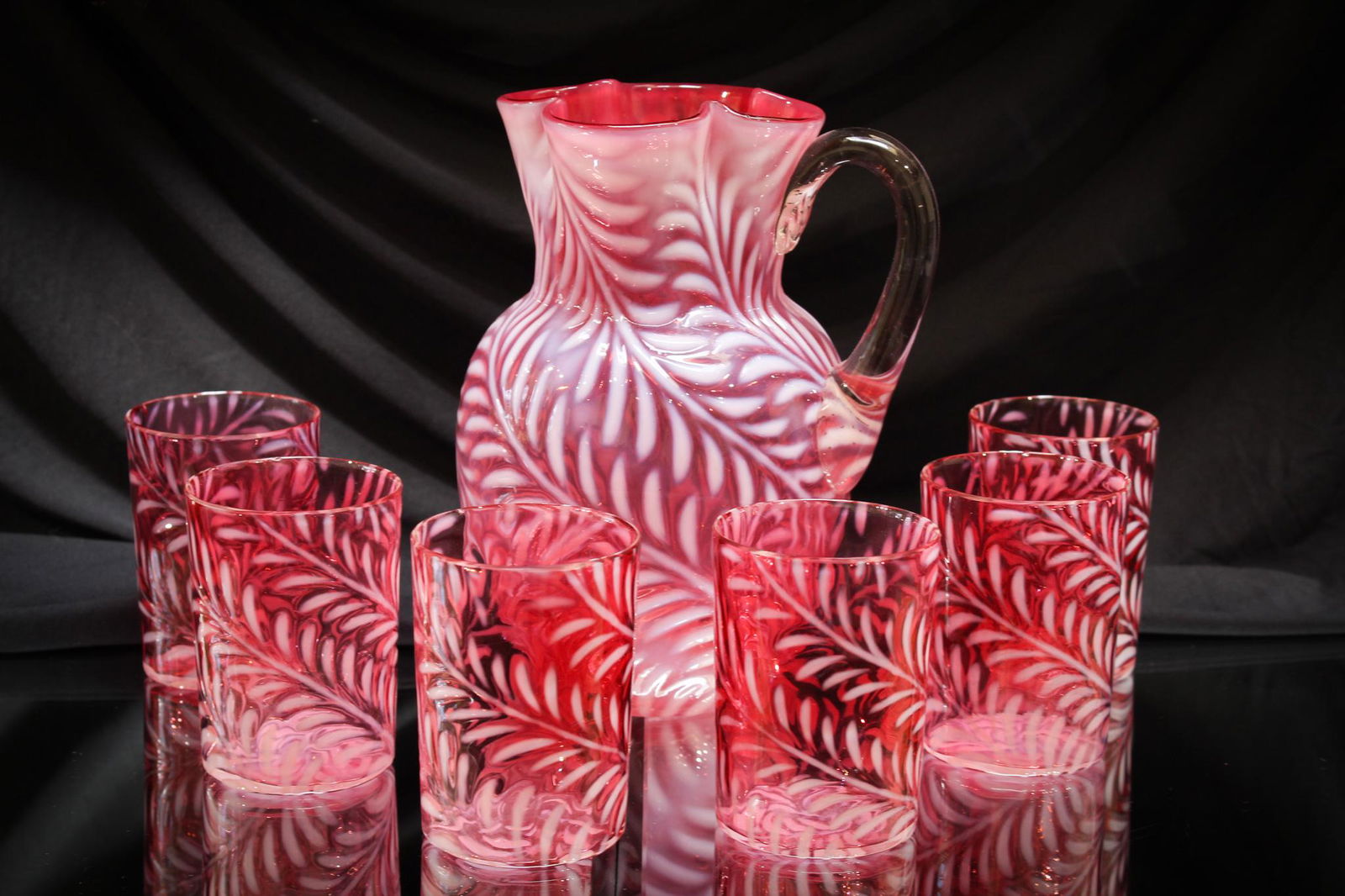 Killer Cranberry Opalescent Victorian Water Set (1 of 7)
