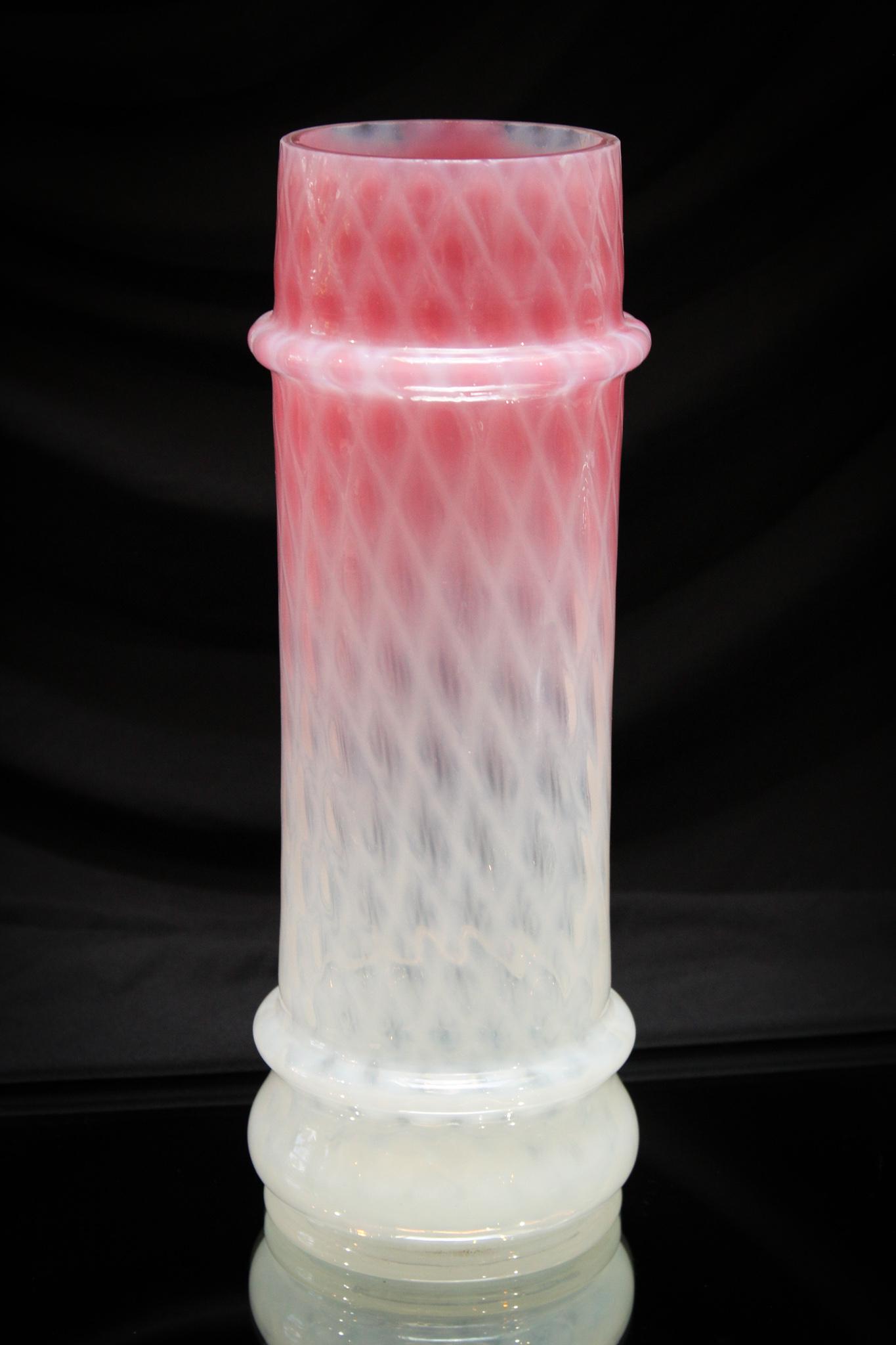 Victorian Pink Opalescent Glass Straw Jar (1 of 4)