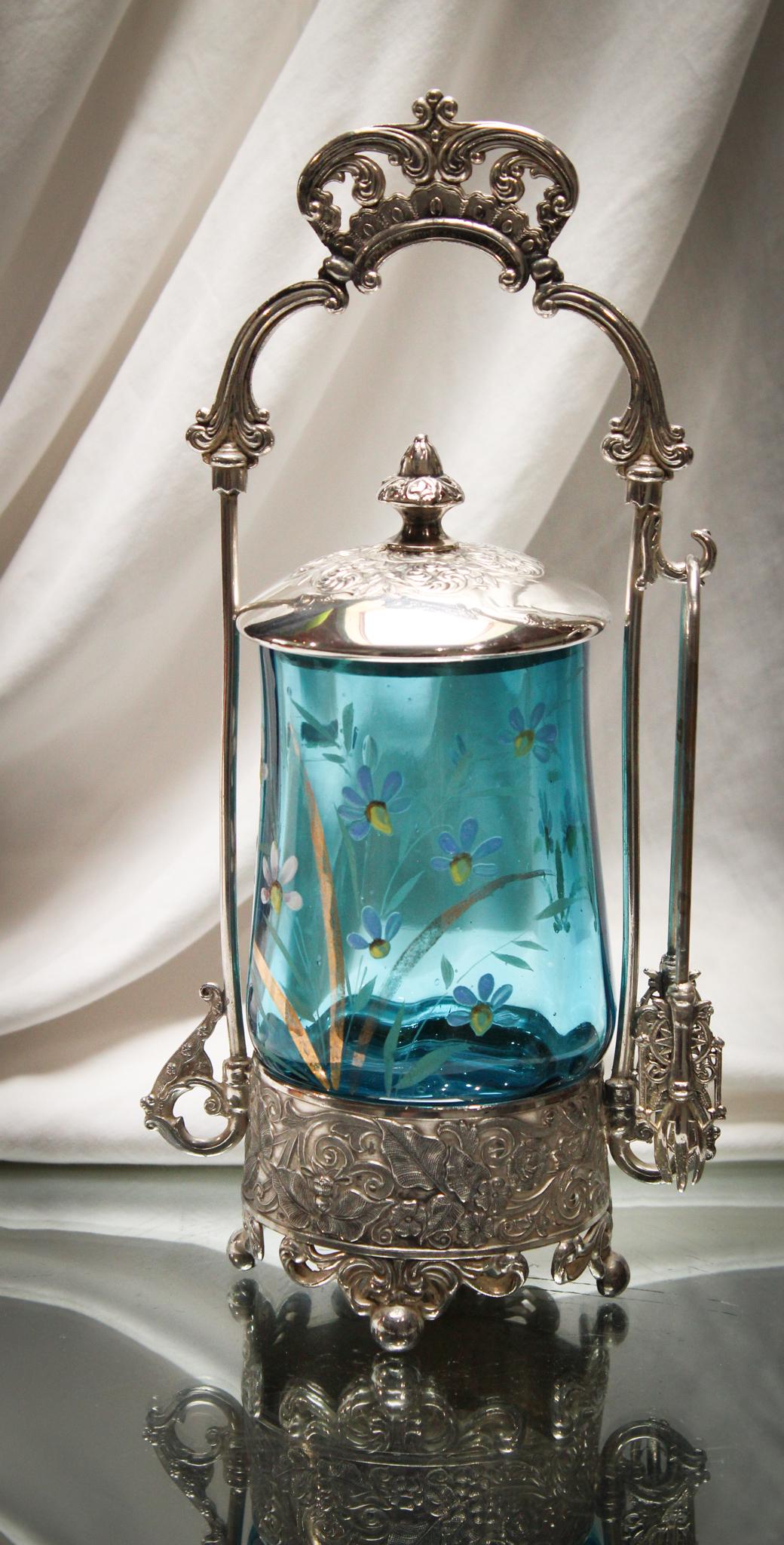 Victorian Blue Enameled Barbour Silverplate Pickle Castor (1 of 7)
