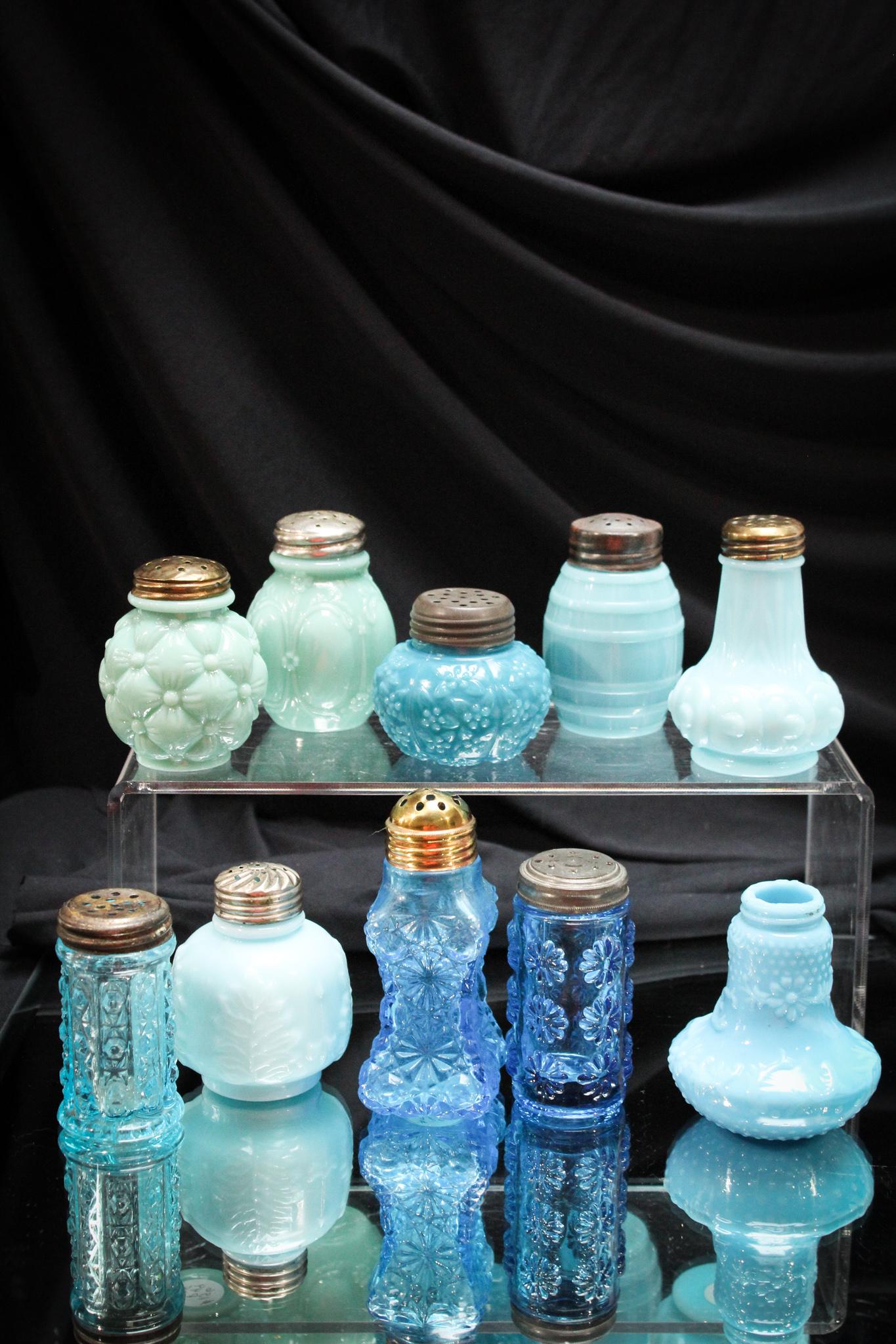 10 pc. Lot Blue Victorian Glass Salt Shakers (1 of 3)