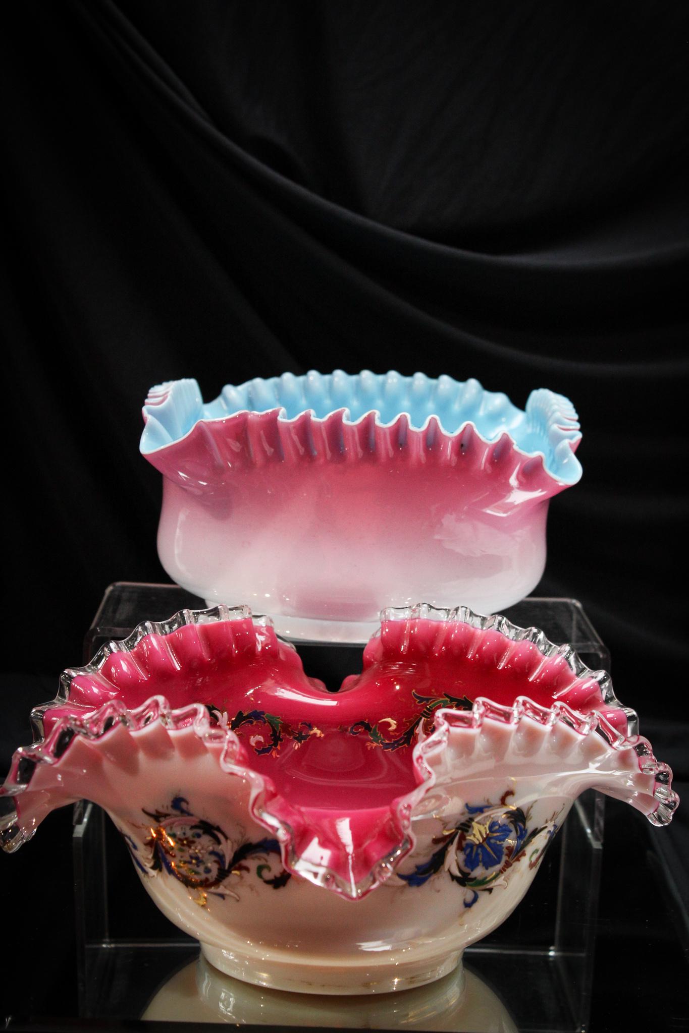 2 pc Lot Victorian Glass Brides Bowls (1 of 9)