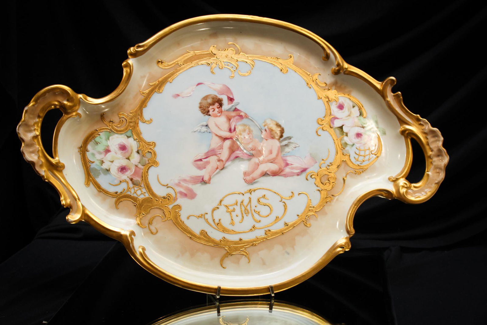 Fantastic Cherubium Limoges Porcelain Hand Painted Tray (1 of 6)