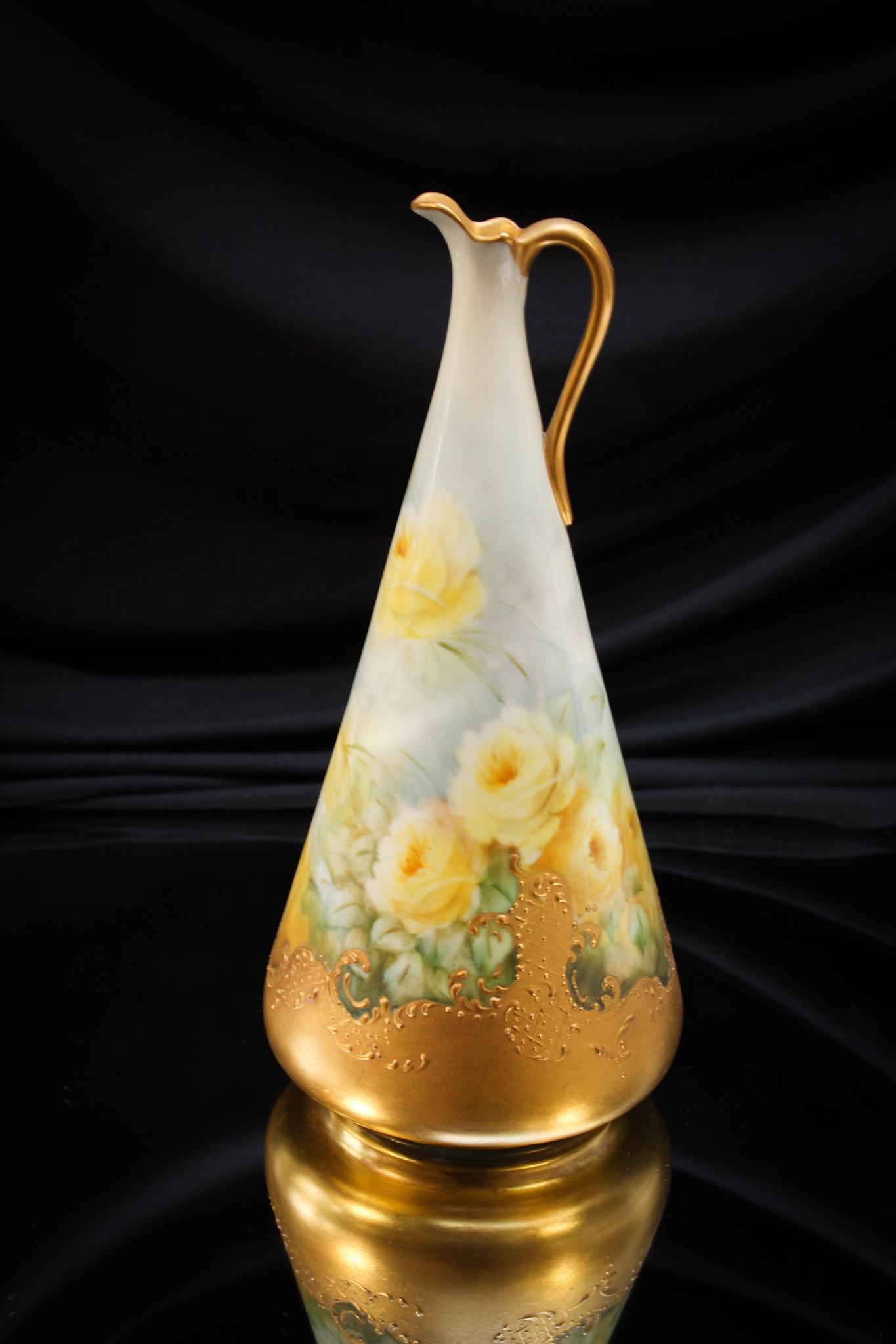 Belleek Hand Painted Roses Ewer (1 of 5)