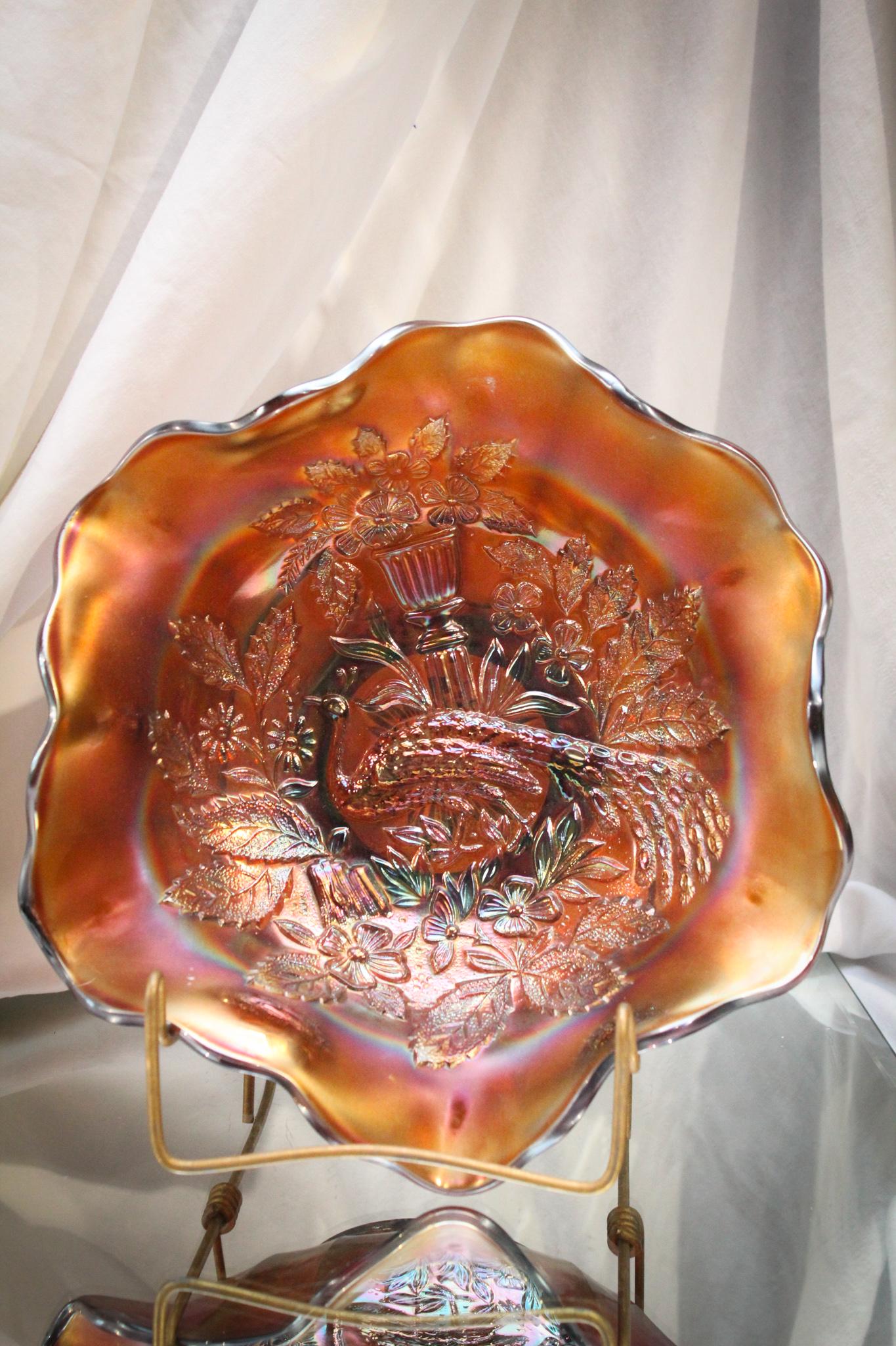 Millersburg Amythest Carnival Glass Peacock Bowl (1 of 6)