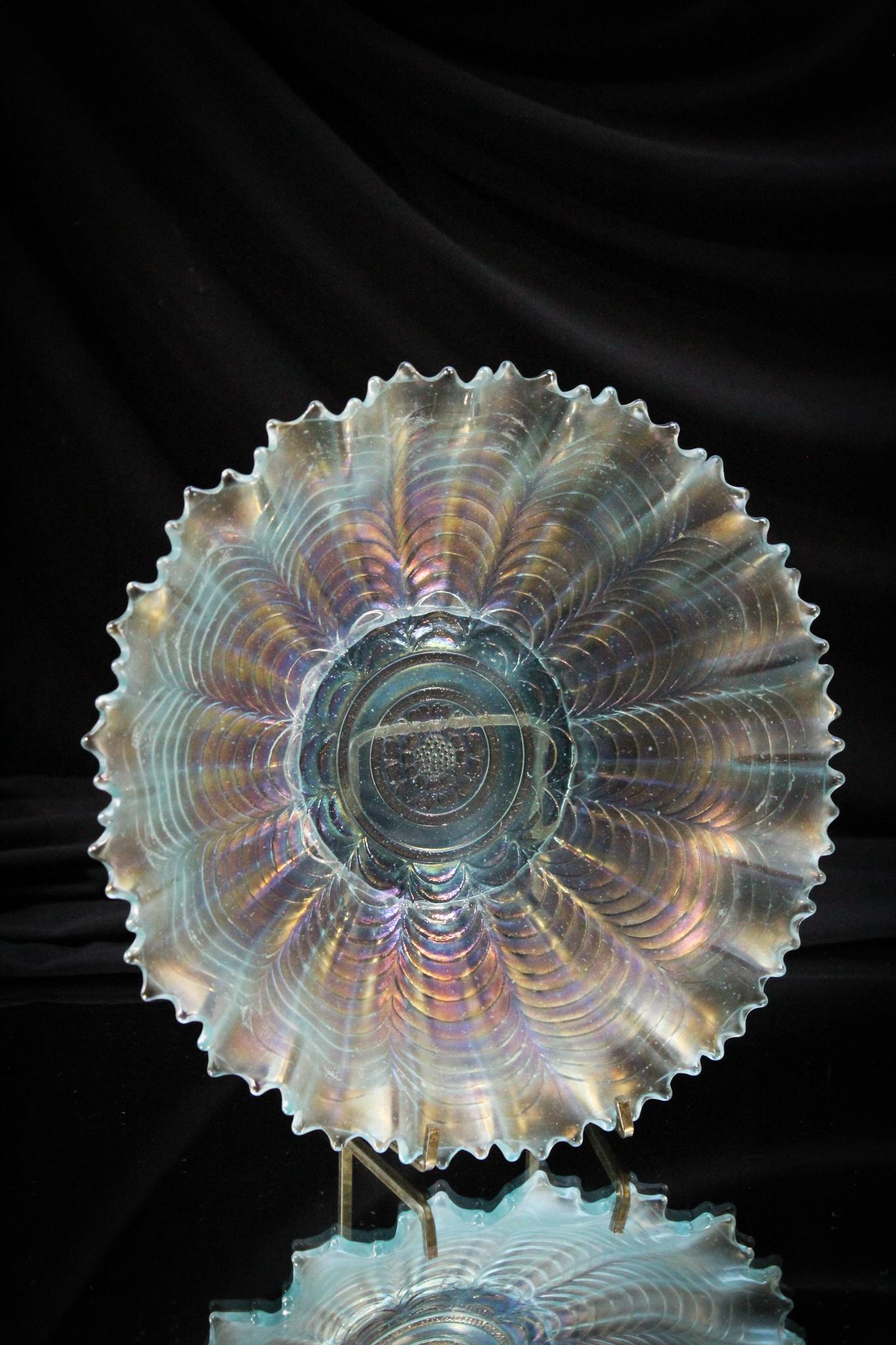 Northwood Nippon Ice Blue Carnival Glass Bowl: Cool Ice blue is the color of this Northwood Nippon pattern 8 1/2" bowl. Such an extremely nice example. This one is sure to please.