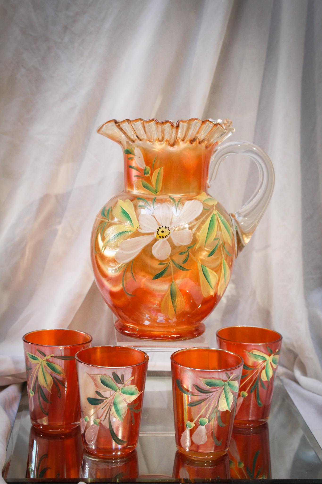 Fenton Marigold Carnival Glass 5 pc. Water Set (1 of 9)