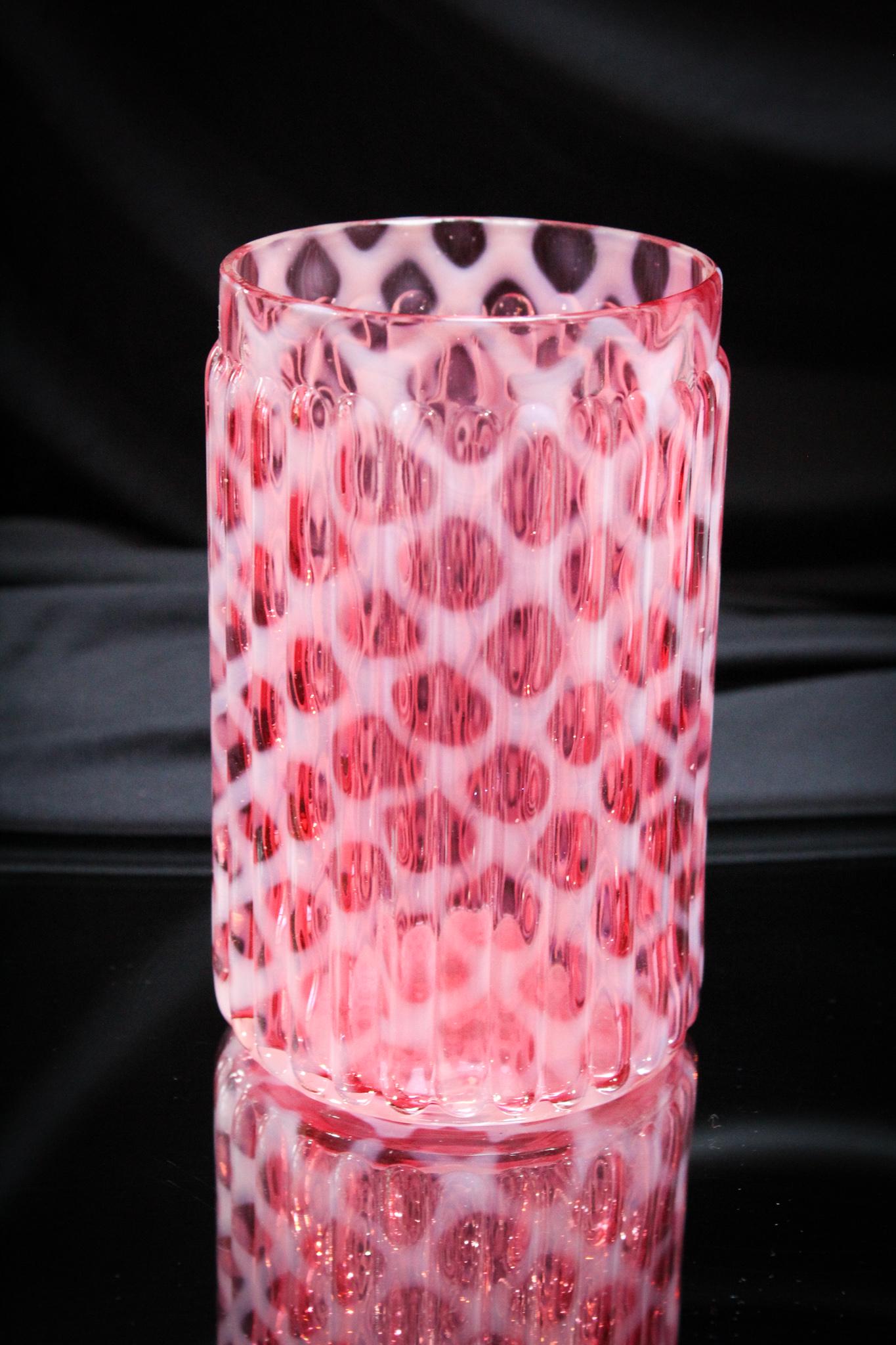 Northwood Cranberry Opalescent Ribbed Lattice Victorian Celery Vase (1 of 5)