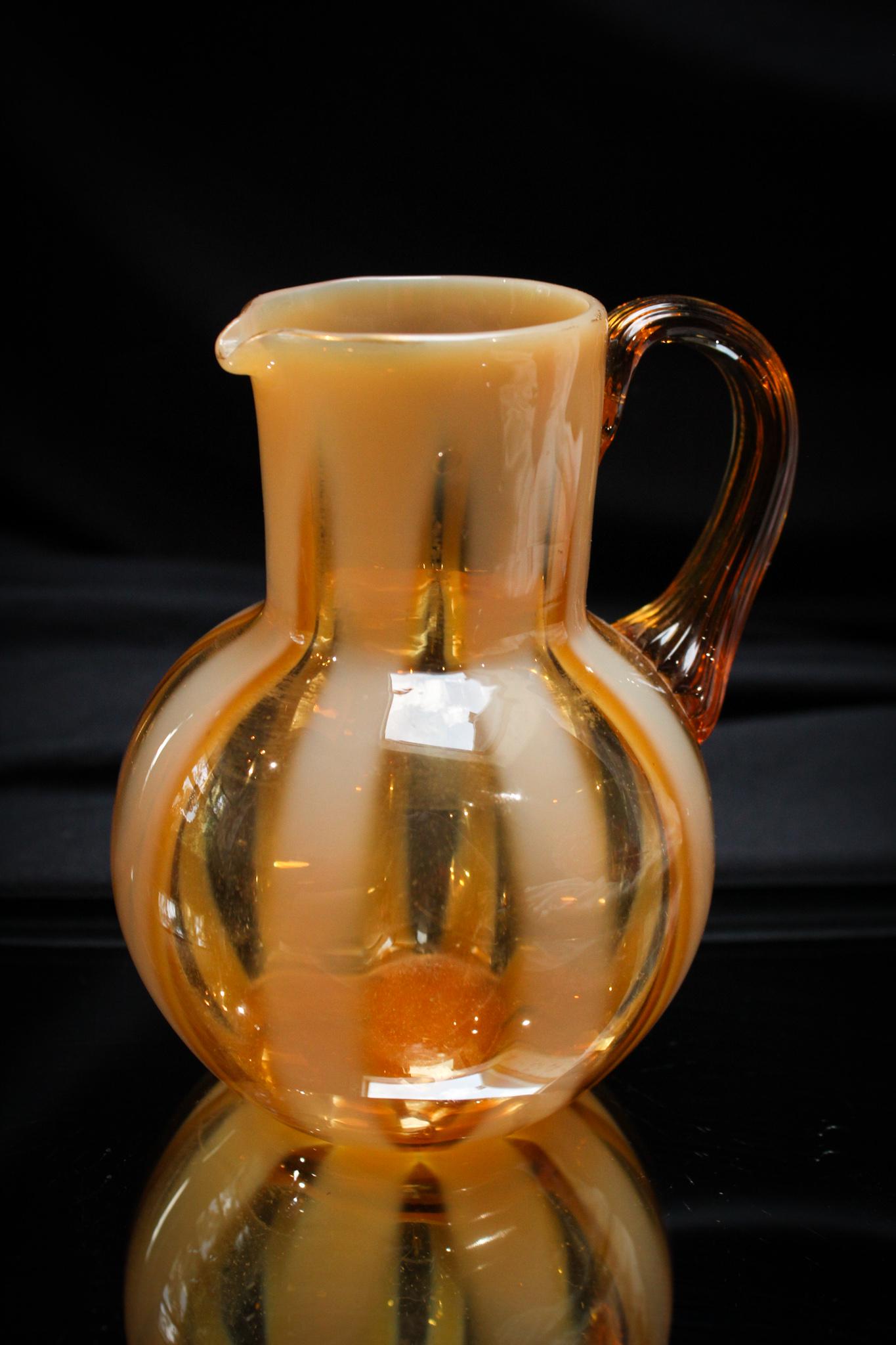 Scarce Amber Opalescent Phoenix Glass Cream Pitcher (1 of 4)