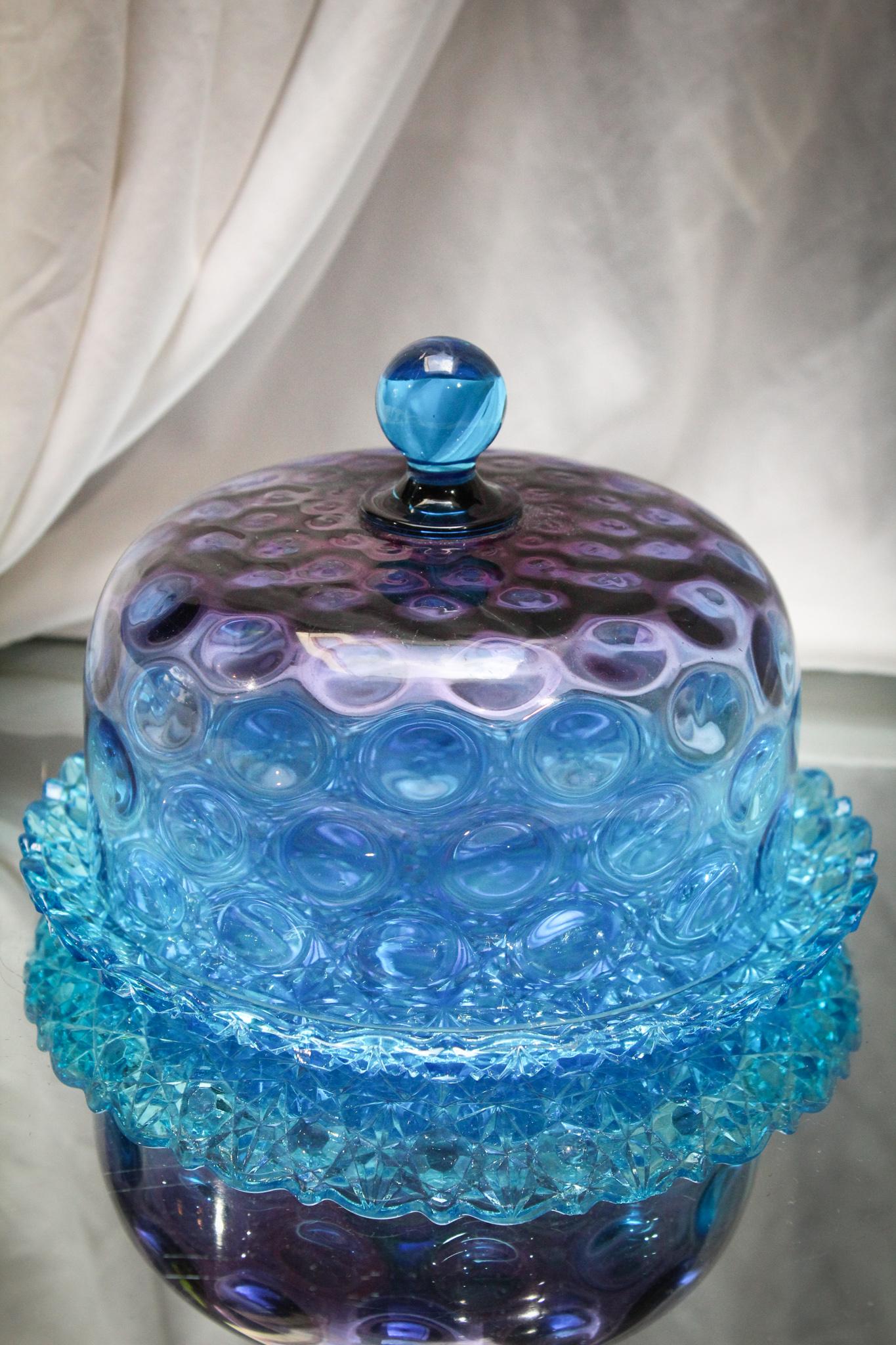 Scarce Hobb's Bluerina Victorian Glass Cheese Dome (1 of 6)
