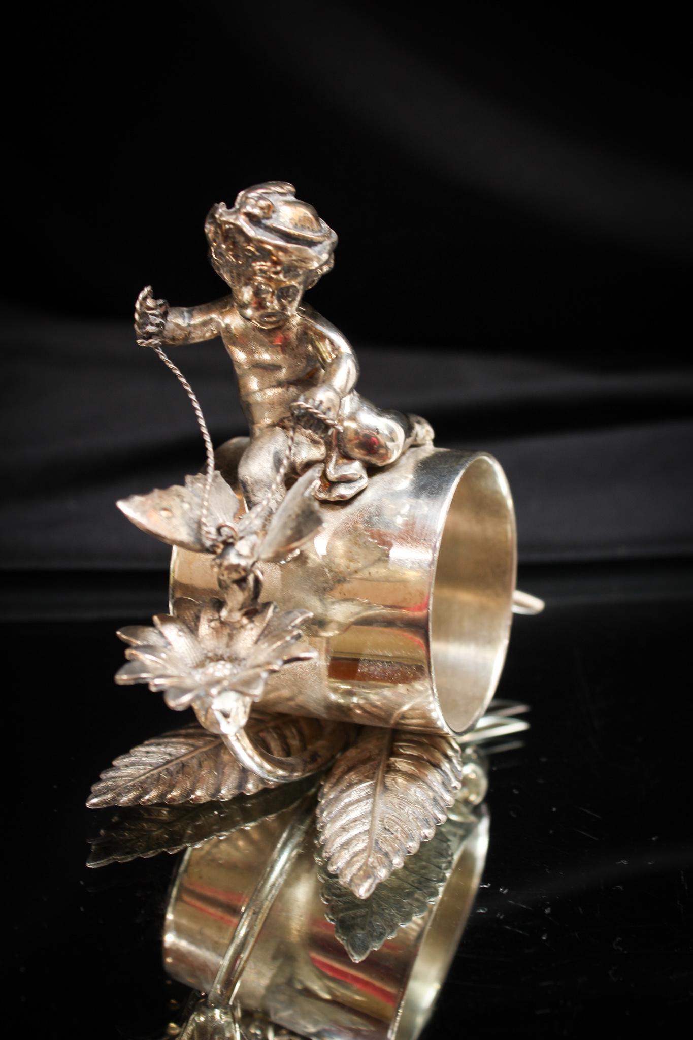 Victorian Silverplate Putti & Butterfly Victorian Napkin Ring (1 of 5)