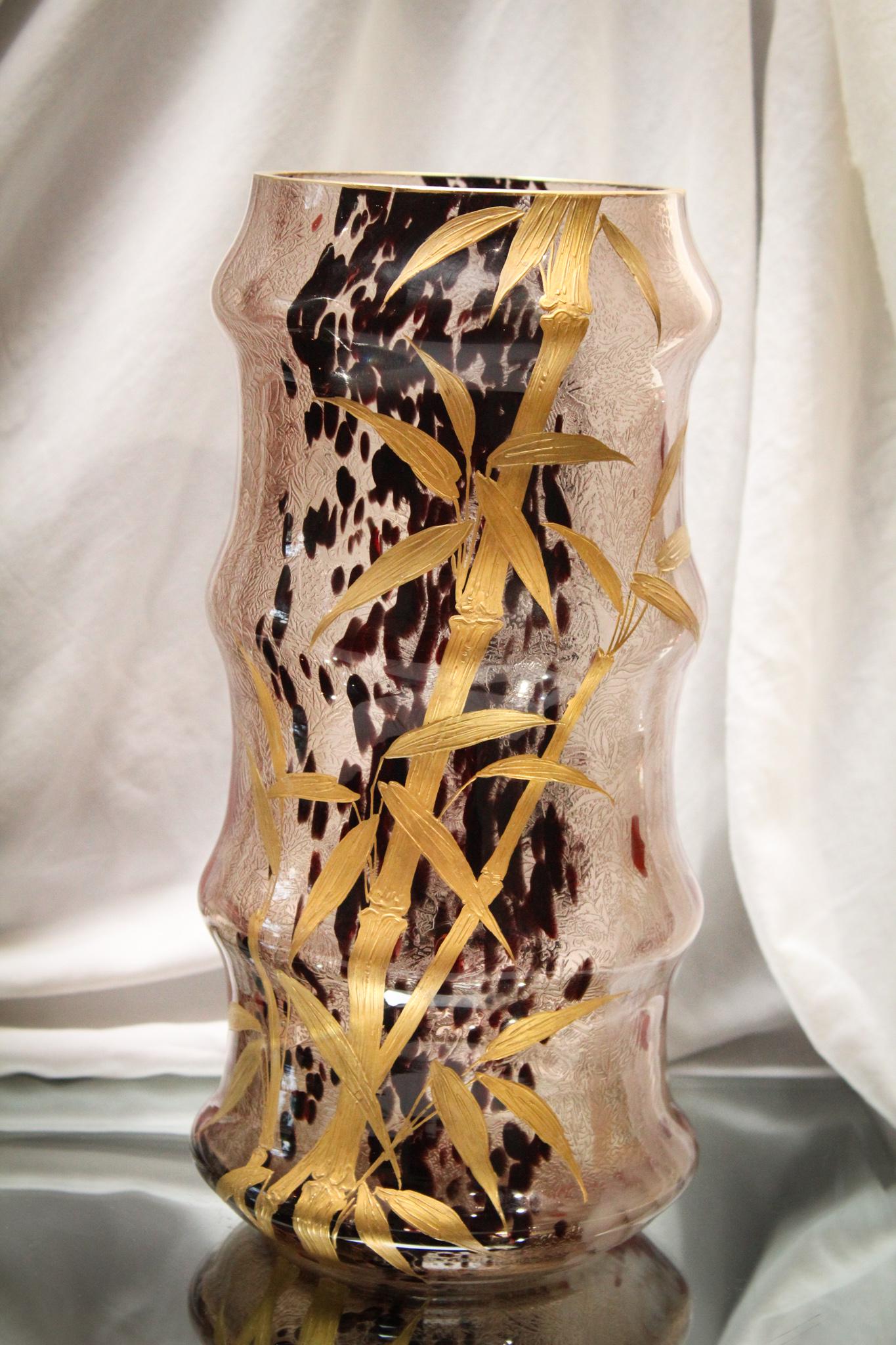 Ernst Baptiste Leveille Enameled Splatter Glass Vase (1 of 6)