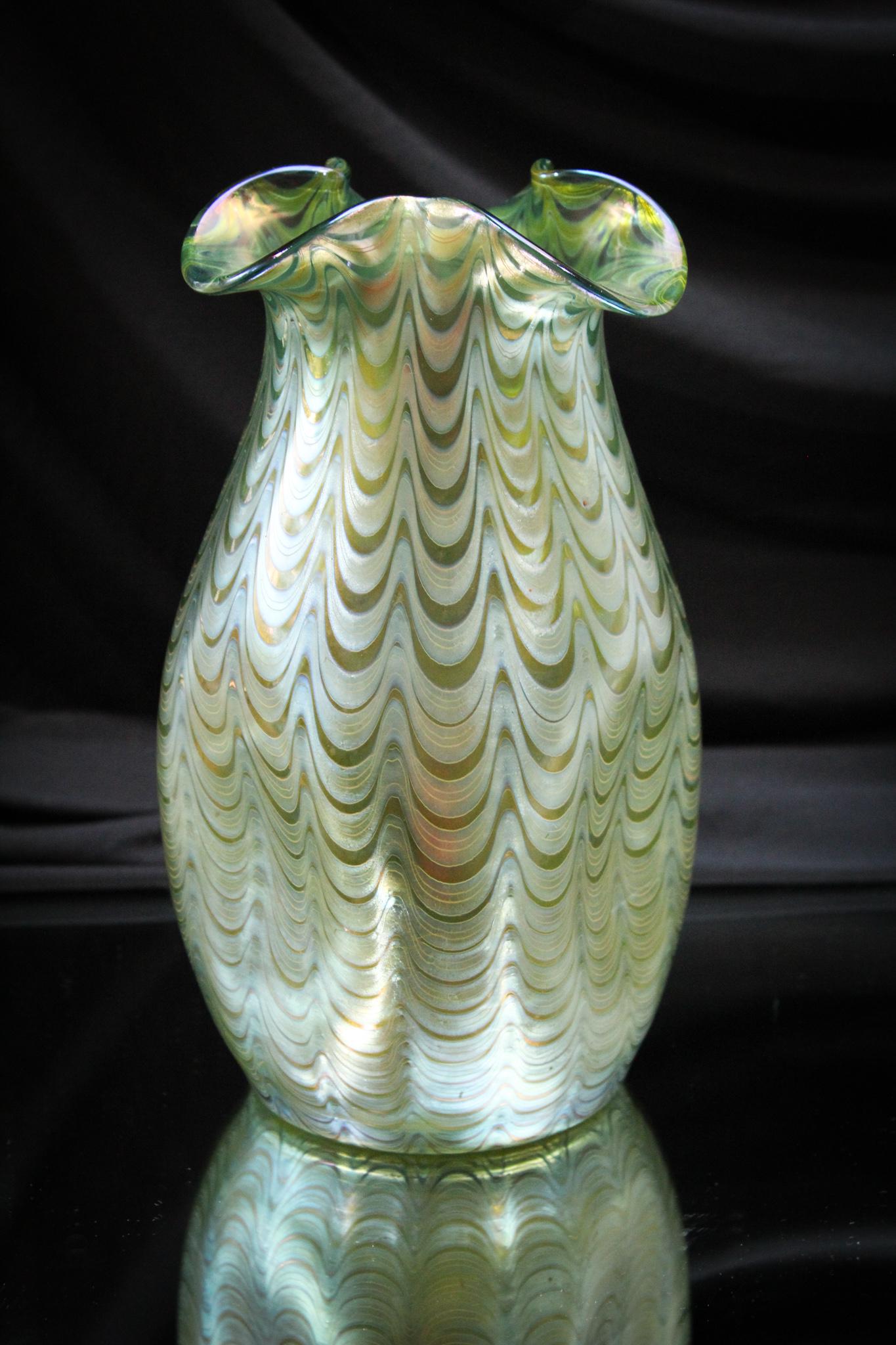 Loetz Glass PG 6893 Mountain Blue Vase (1 of 5)