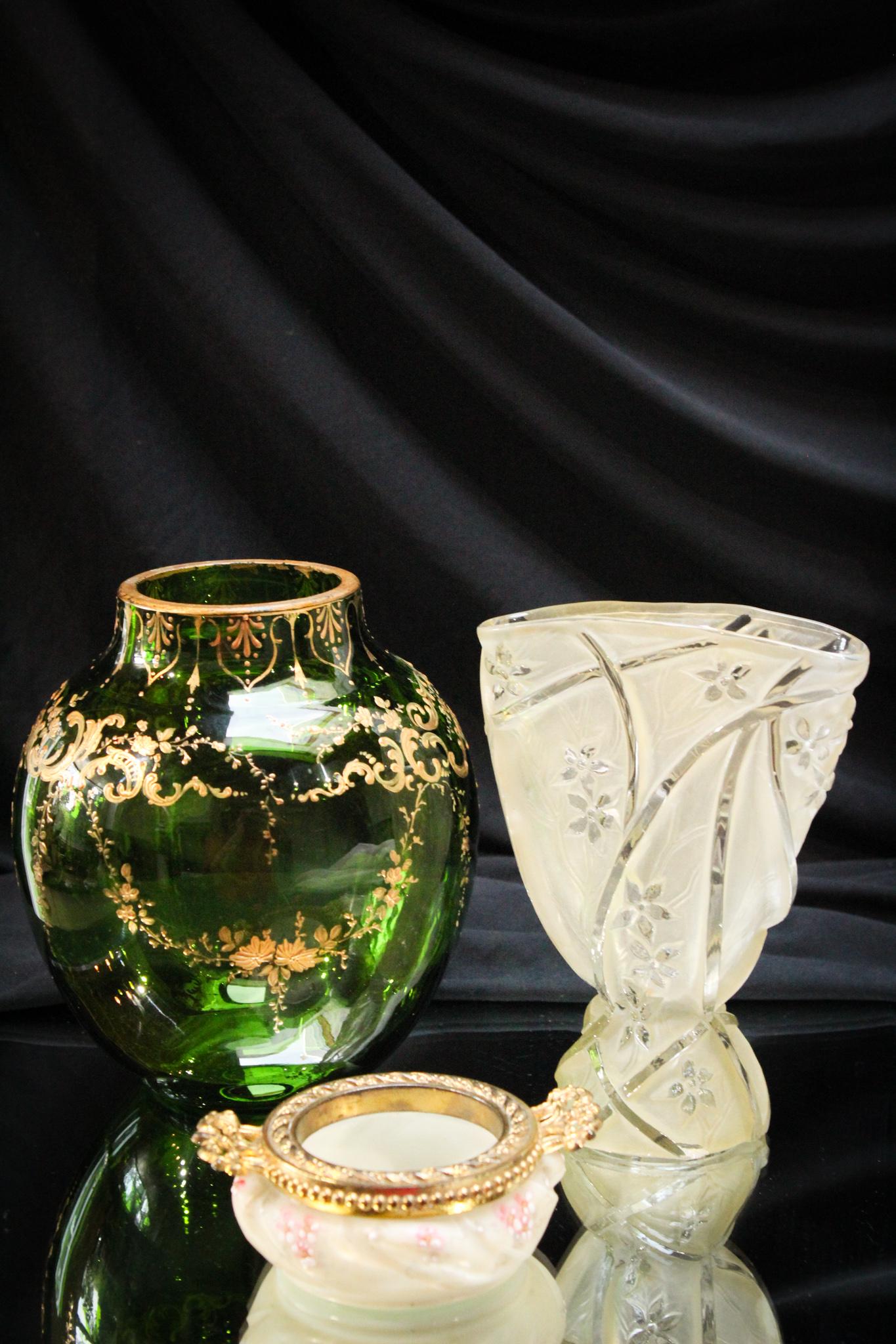 3 pc. Lot Victorian Bohemian Consolidated Wavecrest Glass (1 of 11)