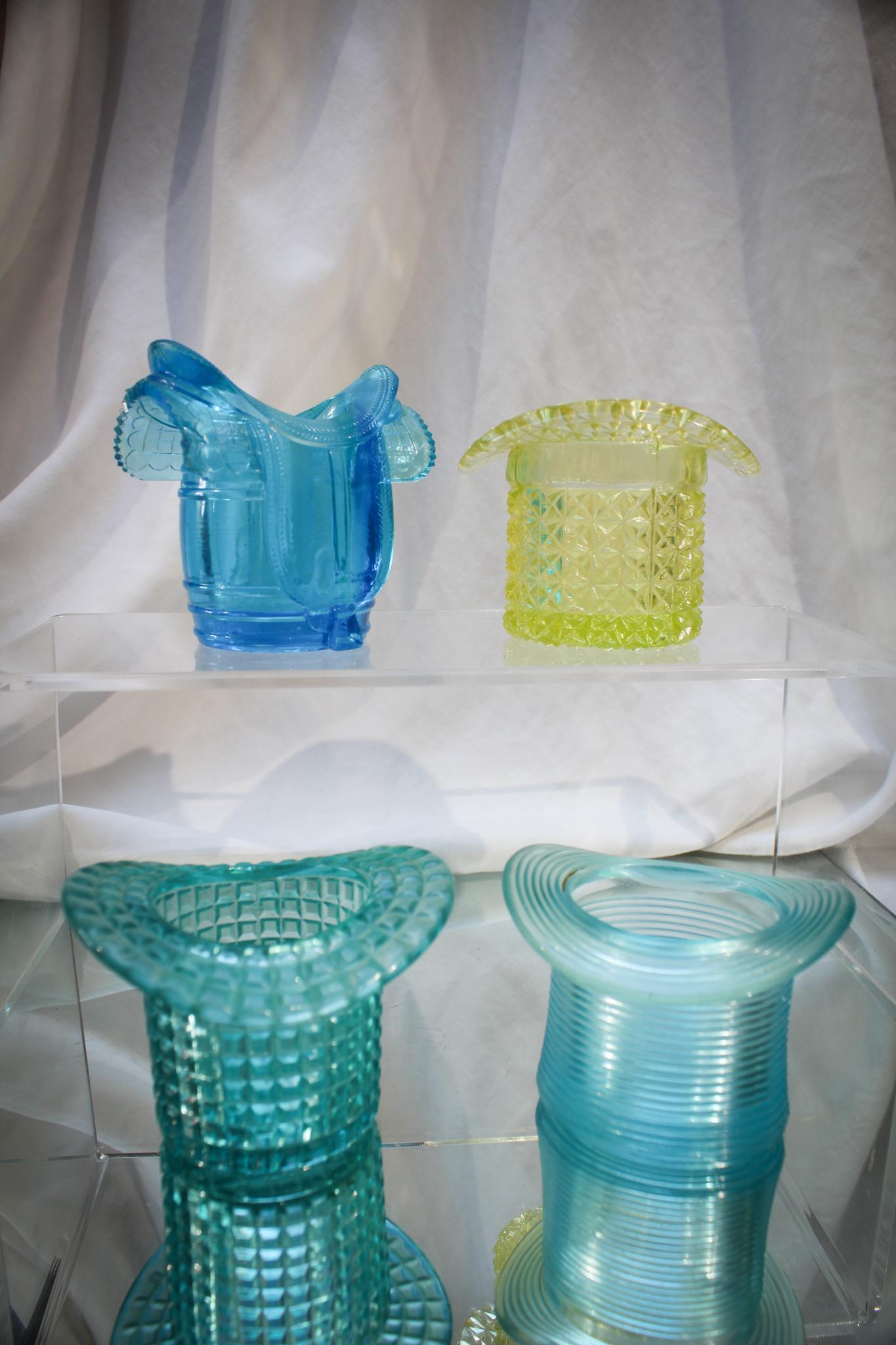 4 pc. Lot Victorian Vaseline & Blue Hats Toothpick Holders (1 of 6)